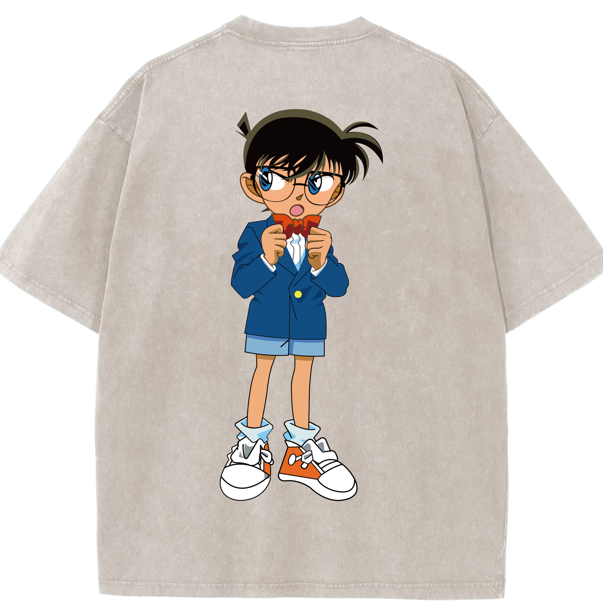 （画像用） 名探偵コナン 江戸川 コナン Detective Conan Conan Edogawa 綿100% ヴィンテージ風 半袖Tシャツ（背面プリント）