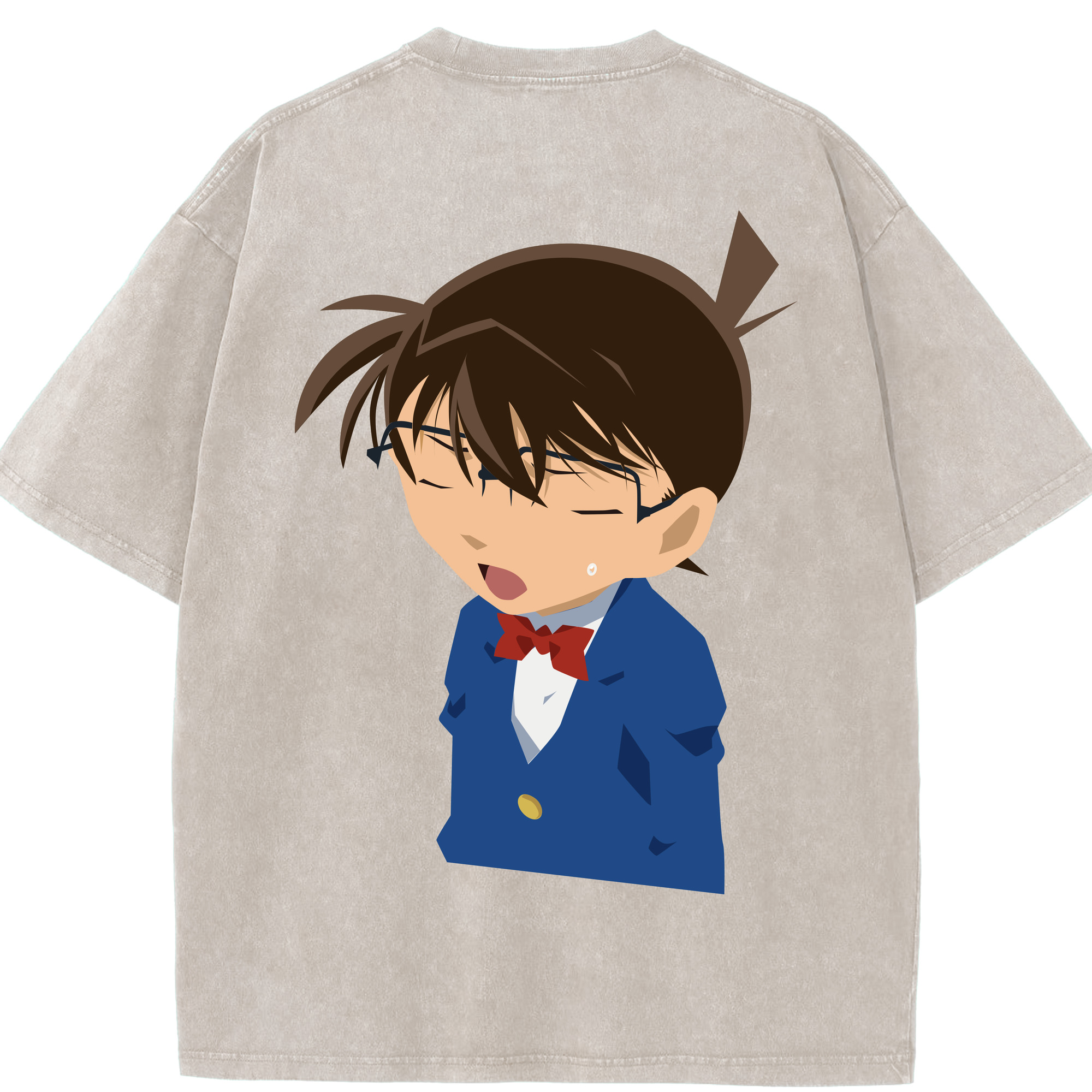 （画像用） 名探偵コナン 江戸川 コナン Detective Conan Conan Edogawa 綿100% ヴィンテージ風 半袖Tシャツ（背面プリント）