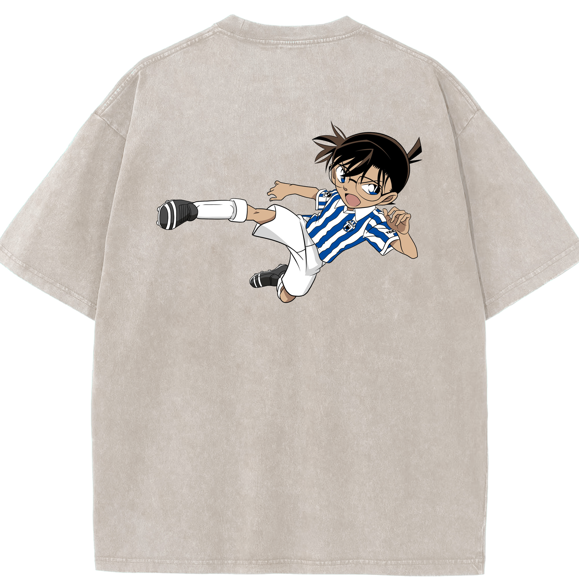 （画像用） 名探偵コナン 江戸川 コナン Detective Conan Conan Edogawa 綿100% ヴィンテージ風 半袖Tシャツ（背面プリント）