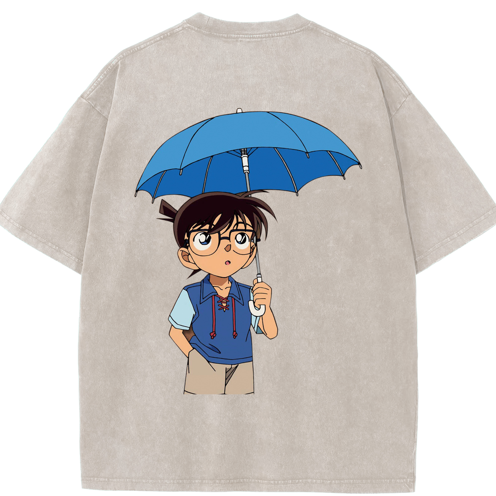 （画像用） 名探偵コナン 江戸川 コナン Detective Conan Conan Edogawa 綿100% ヴィンテージ風 半袖Tシャツ（背面プリント）