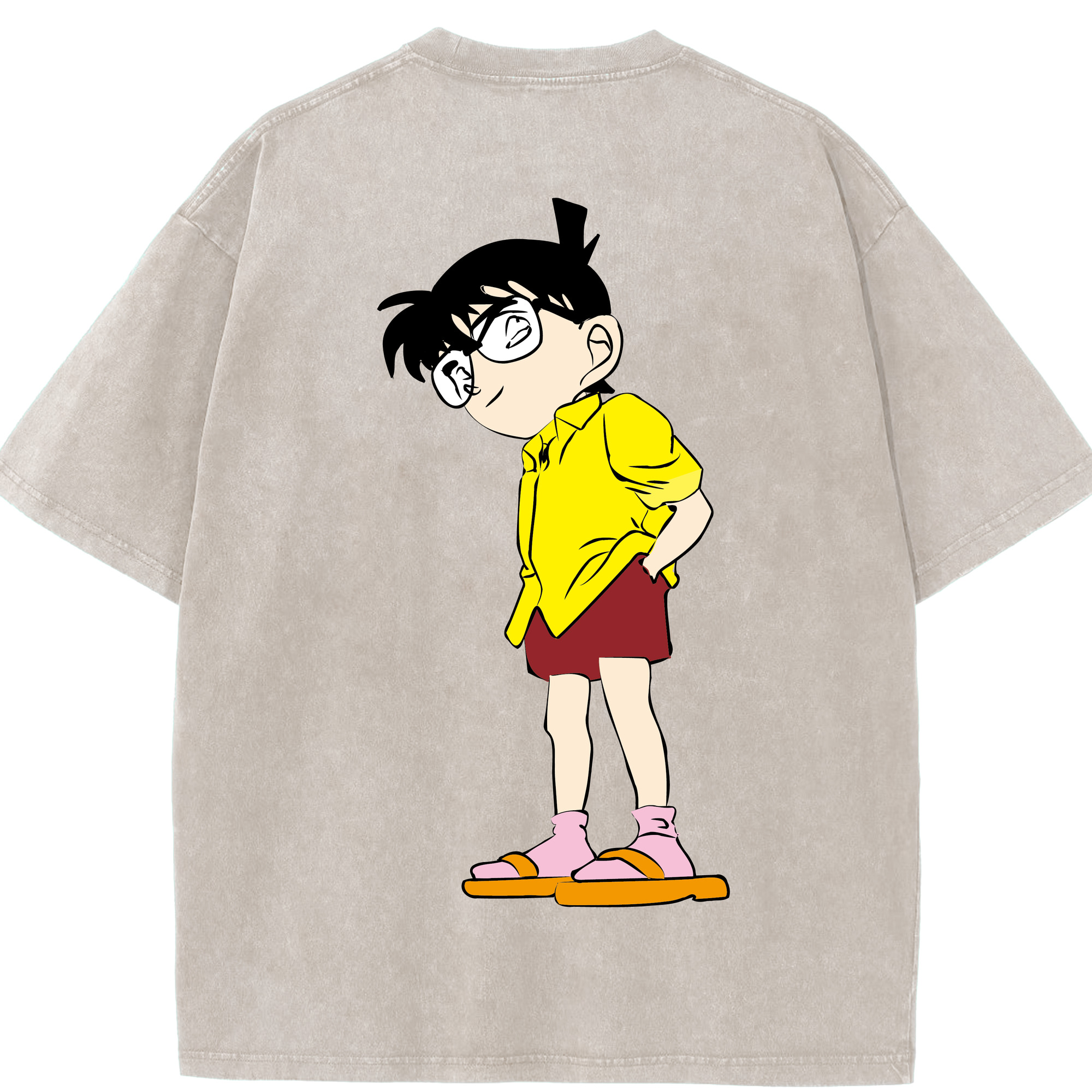 （画像用） 名探偵コナン 江戸川 コナン Detective Conan Conan Edogawa 綿100% ヴィンテージ風 半袖Tシャツ（背面プリント）