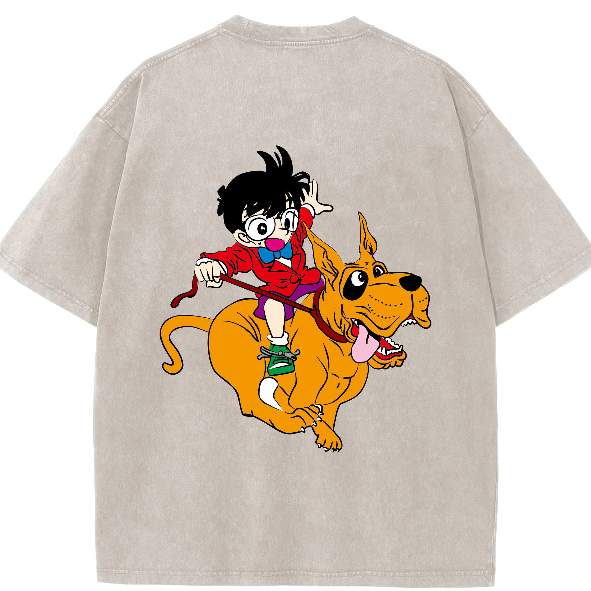 （画像用） 名探偵コナン 江戸川 コナン Detective Conan Conan Edogawa 綿100% ヴィンテージ風 半袖Tシャツ（背面プリント）