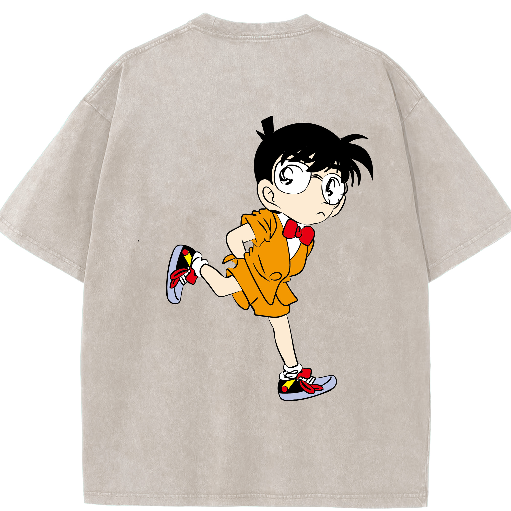 （画像用） 名探偵コナン 江戸川 コナン Detective Conan Conan Edogawa 綿100% ヴィンテージ風 半袖Tシャツ（背面プリント）