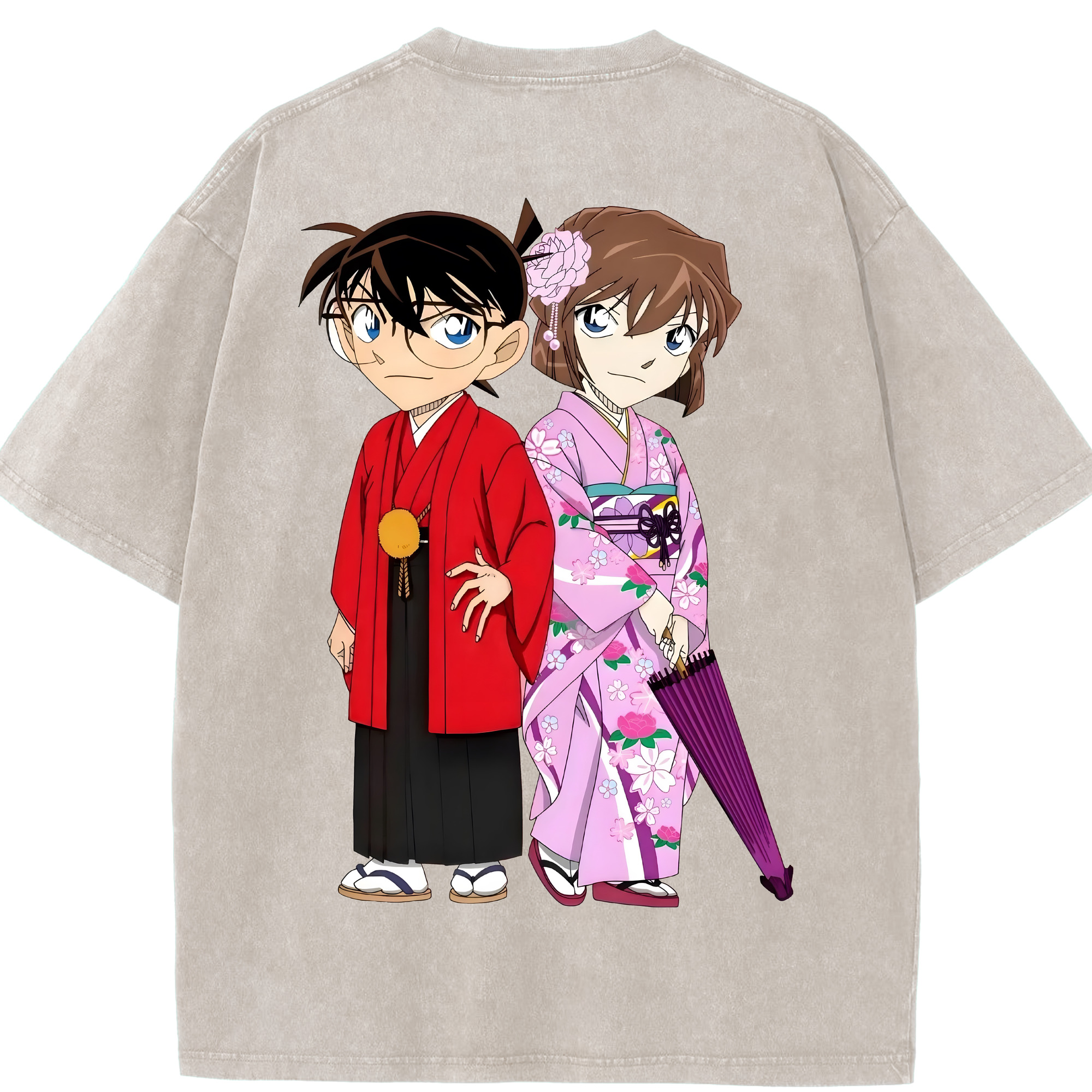（画像用） 名探偵コナン 江戸川 コナン Detective Conan Conan Edogawa 綿100% ヴィンテージ風 半袖Tシャツ（背面プリント）