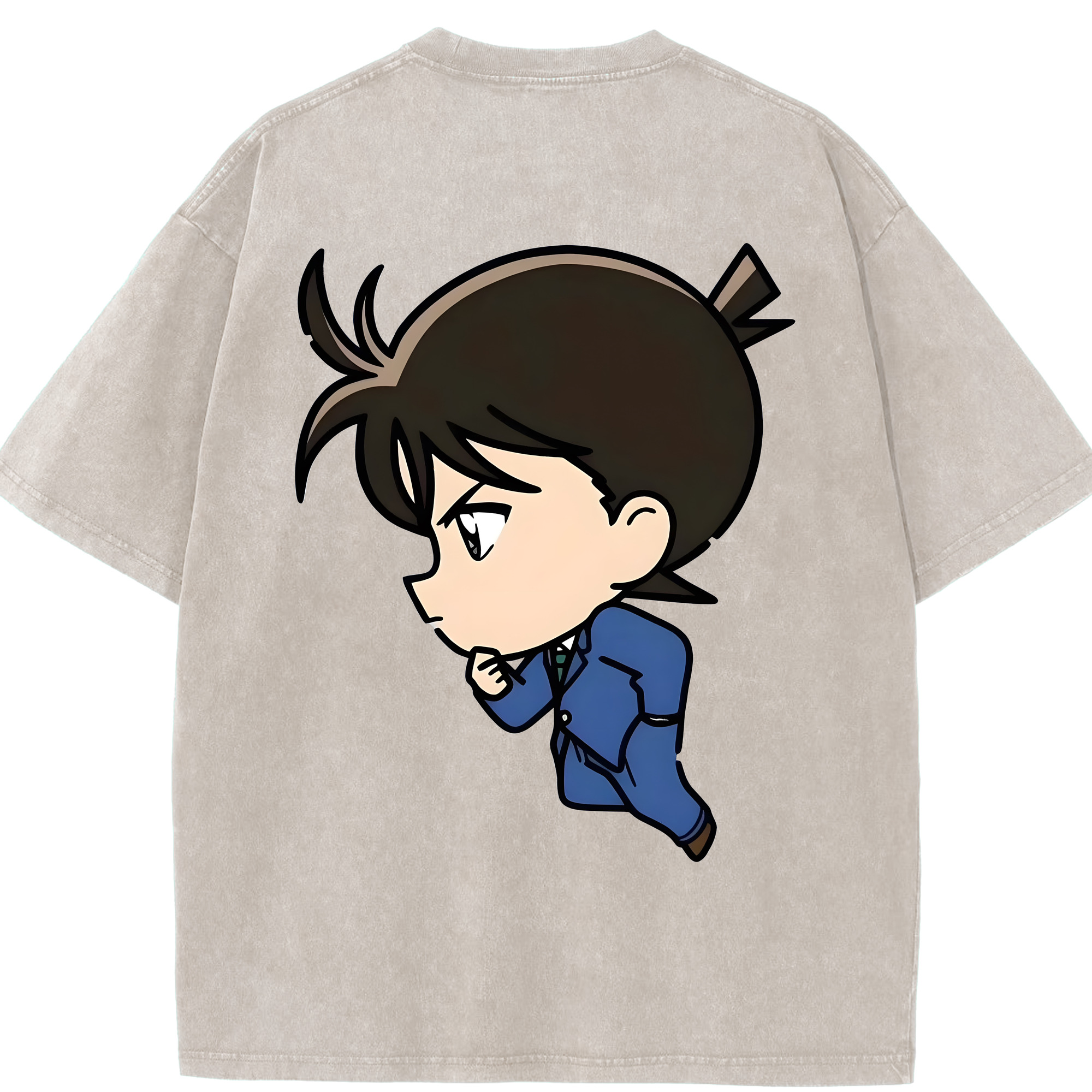 （画像用） 名探偵コナン 江戸川 コナン Detective Conan Conan Edogawa 綿100% ヴィンテージ風 半袖Tシャツ（背面プリント）
