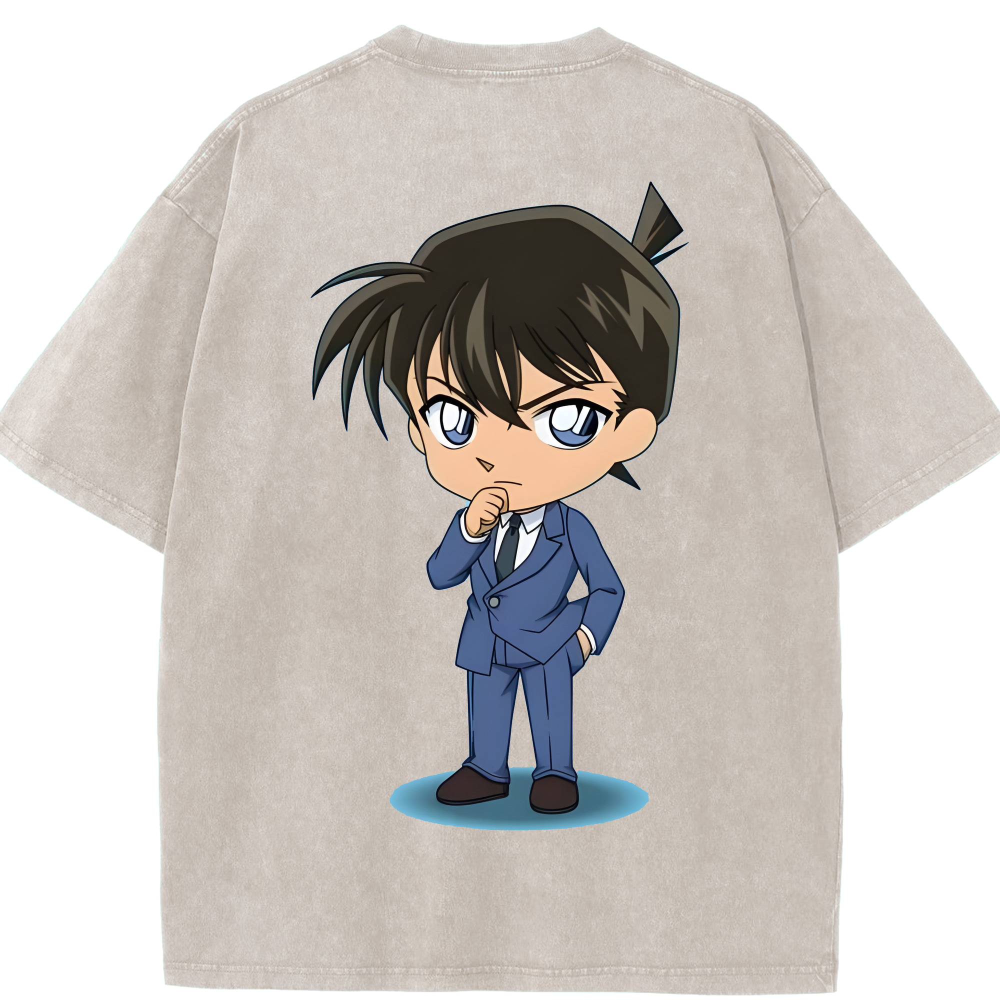 （画像用） 名探偵コナン 江戸川 コナン Detective Conan Conan Edogawa 綿100% ヴィンテージ風 半袖Tシャツ（背面プリント）
