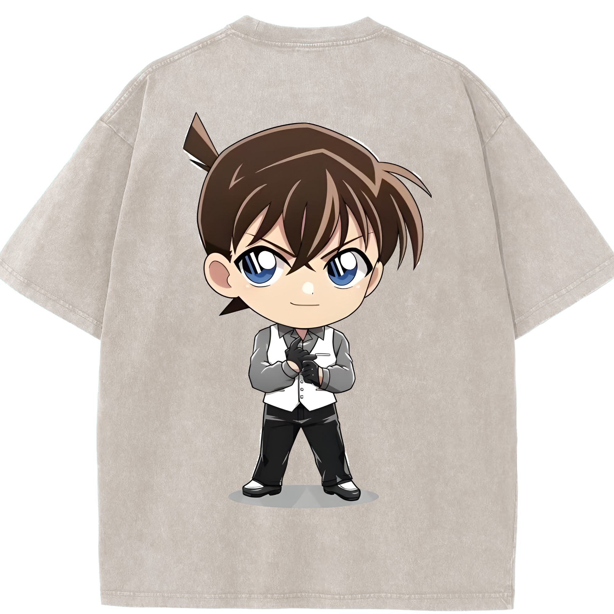 （画像用） 名探偵コナン 江戸川 コナン Detective Conan Conan Edogawa 綿100% ヴィンテージ風 半袖Tシャツ（背面プリント）