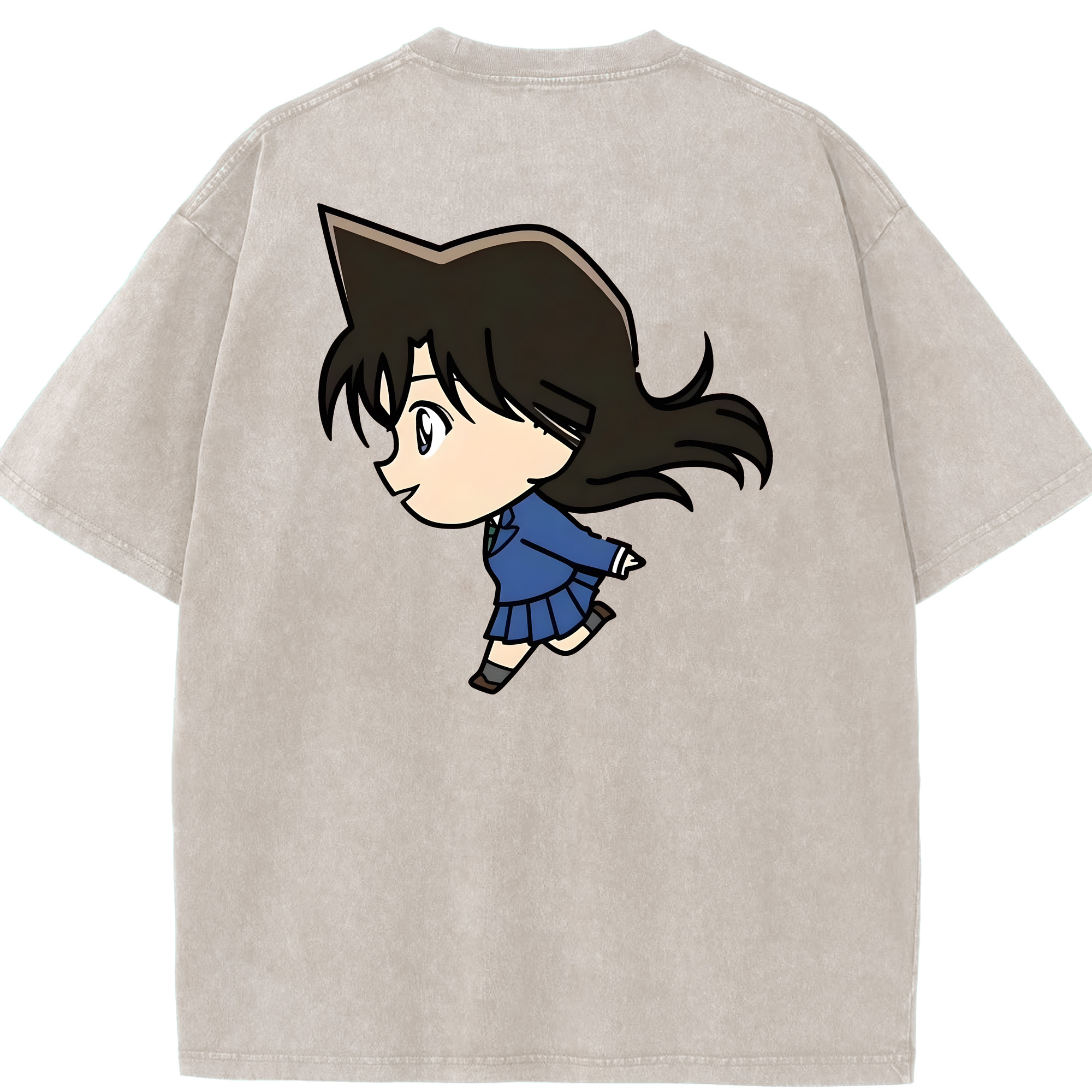 （画像用） 名探偵コナン 毛利 蘭 もうり らん、モーリ ラン Detective Conan Rachel Moore 綿100% ヴィンテージ風 半袖Tシャツ（背面プリント）