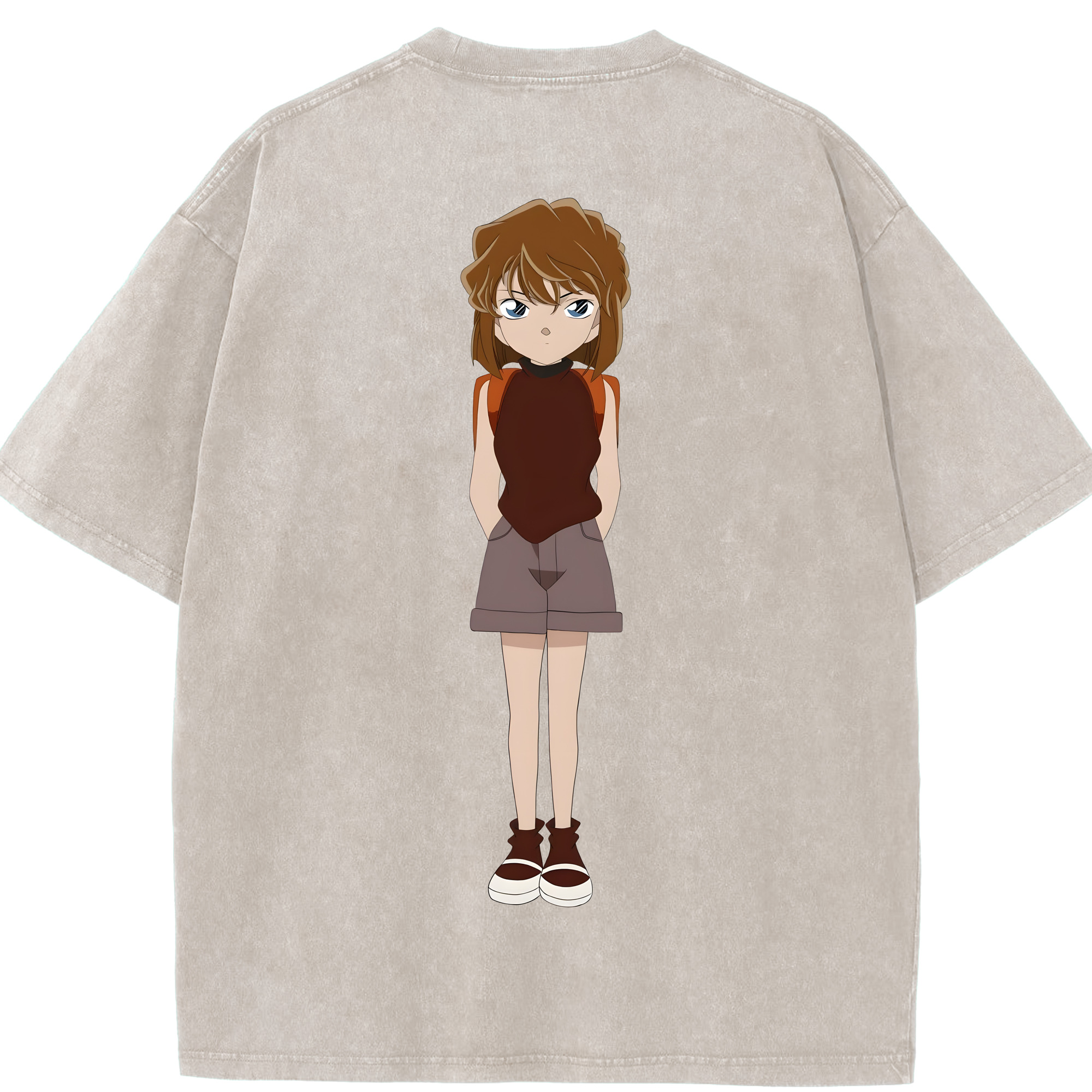 （画像用） 名探偵コナン 灰原 哀 はいばら あい Detective Conan Anita Hailey、Vi Graythorn Haibara Ai 綿100% ヴィンテージ風 半袖Tシャツ（背面プリント）