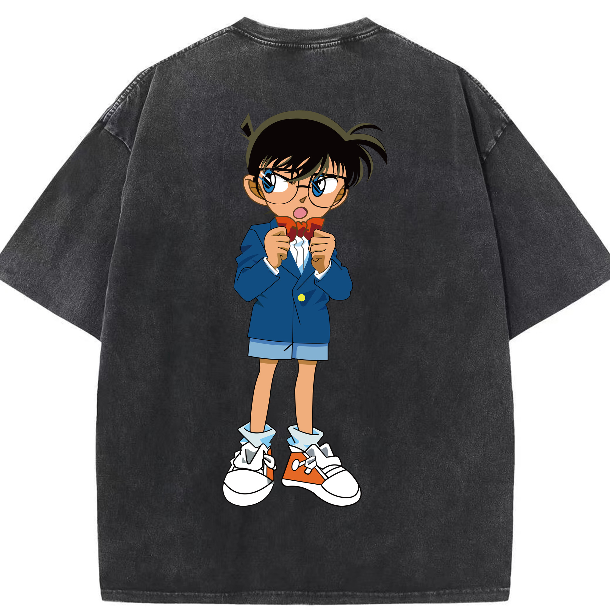 （画像用） 名探偵コナン 江戸川 コナン Detective Conan Conan Edogawa 綿100% ヴィンテージ風 半袖Tシャツ（背面プリント）