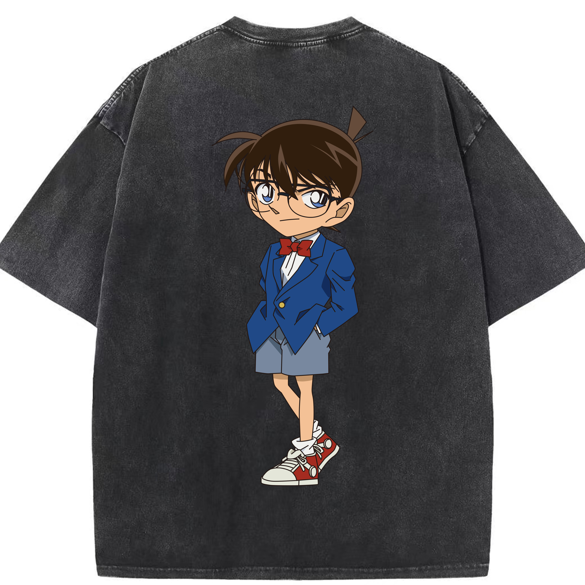 （画像用） 名探偵コナン 江戸川 コナン Detective Conan Conan Edogawa 綿100% ヴィンテージ風 半袖Tシャツ（背面プリント）