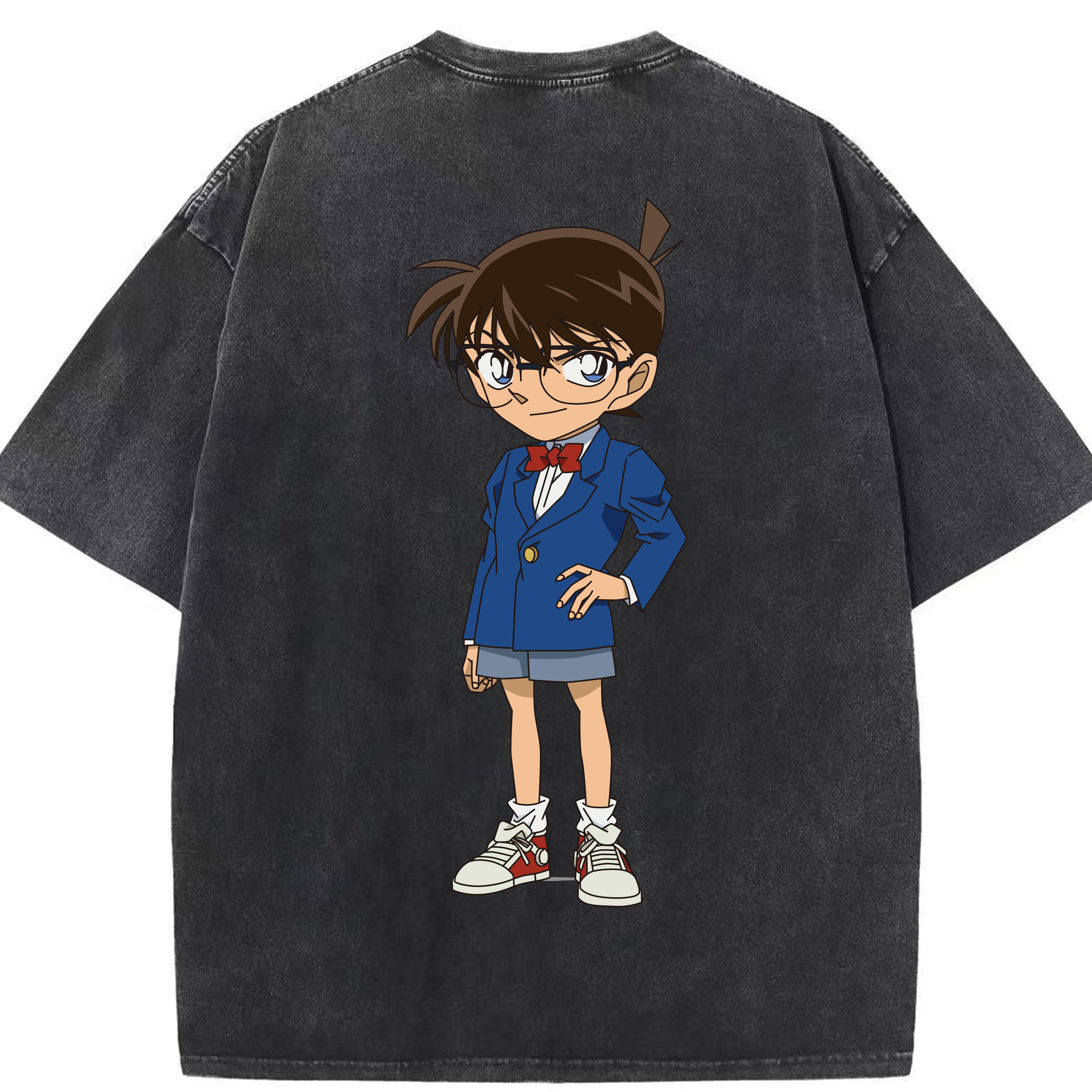 （画像用） 名探偵コナン 江戸川 コナン Detective Conan Conan Edogawa 綿100% ヴィンテージ風 半袖Tシャツ（背面プリント）