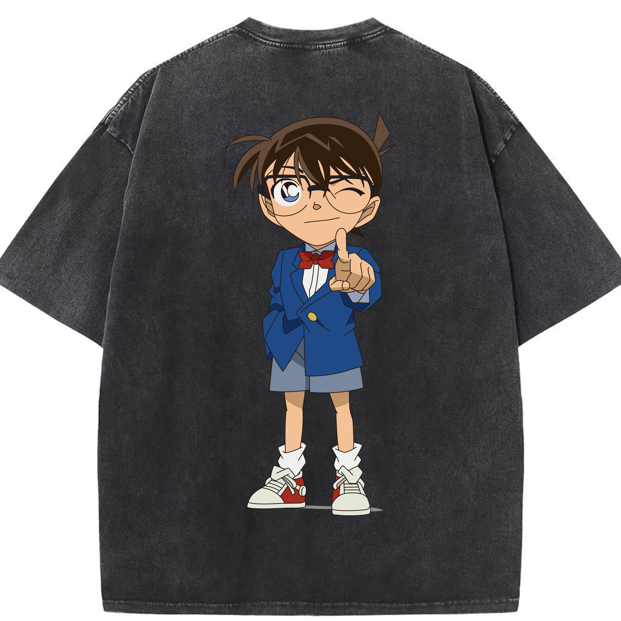 （画像用） 名探偵コナン 江戸川 コナン Detective Conan Conan Edogawa 綿100% ヴィンテージ風 半袖Tシャツ（背面プリント）