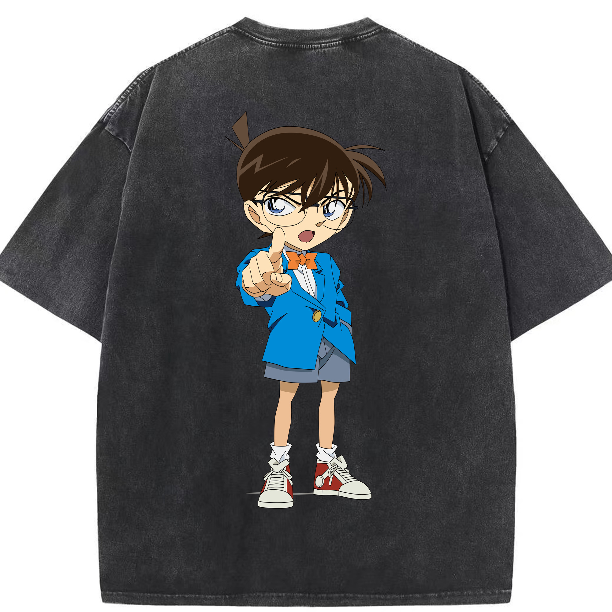 （画像用） 名探偵コナン 江戸川 コナン Detective Conan Conan Edogawa 綿100% ヴィンテージ風 半袖Tシャツ（背面プリント）
