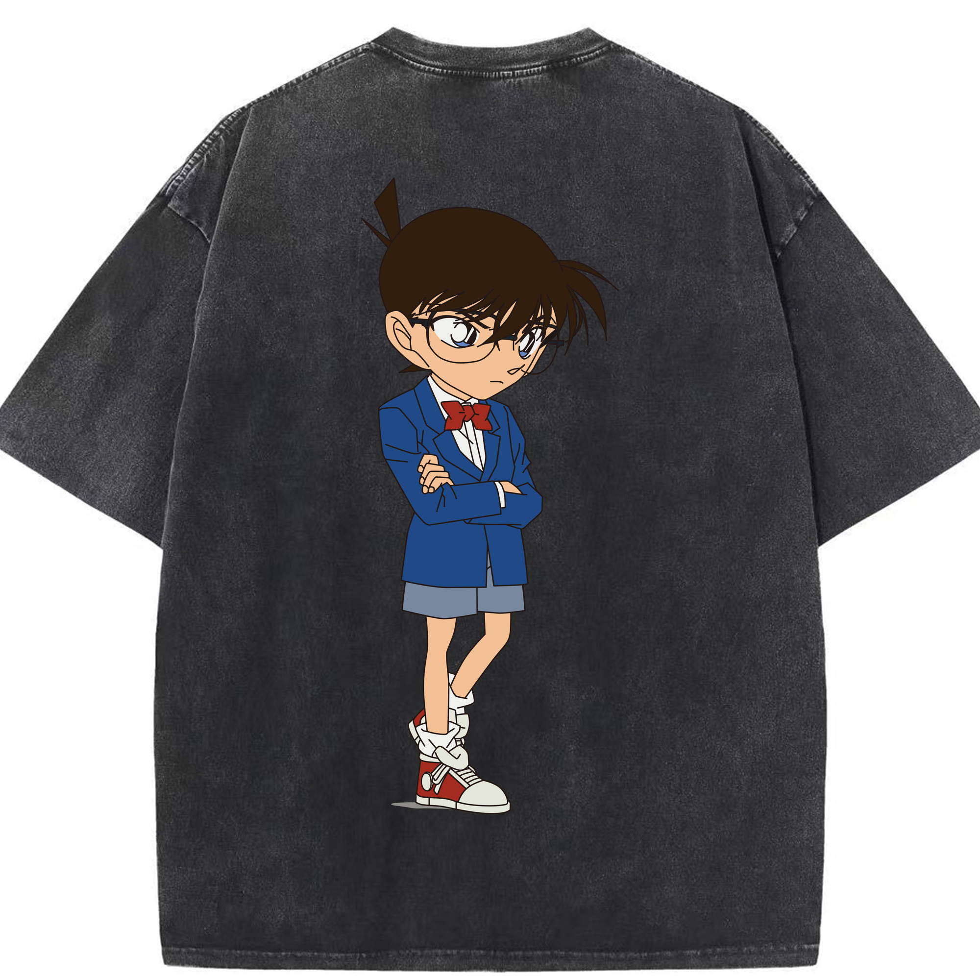 （画像用） 名探偵コナン 江戸川 コナン Detective Conan Conan Edogawa 綿100% ヴィンテージ風 半袖Tシャツ（背面プリント）