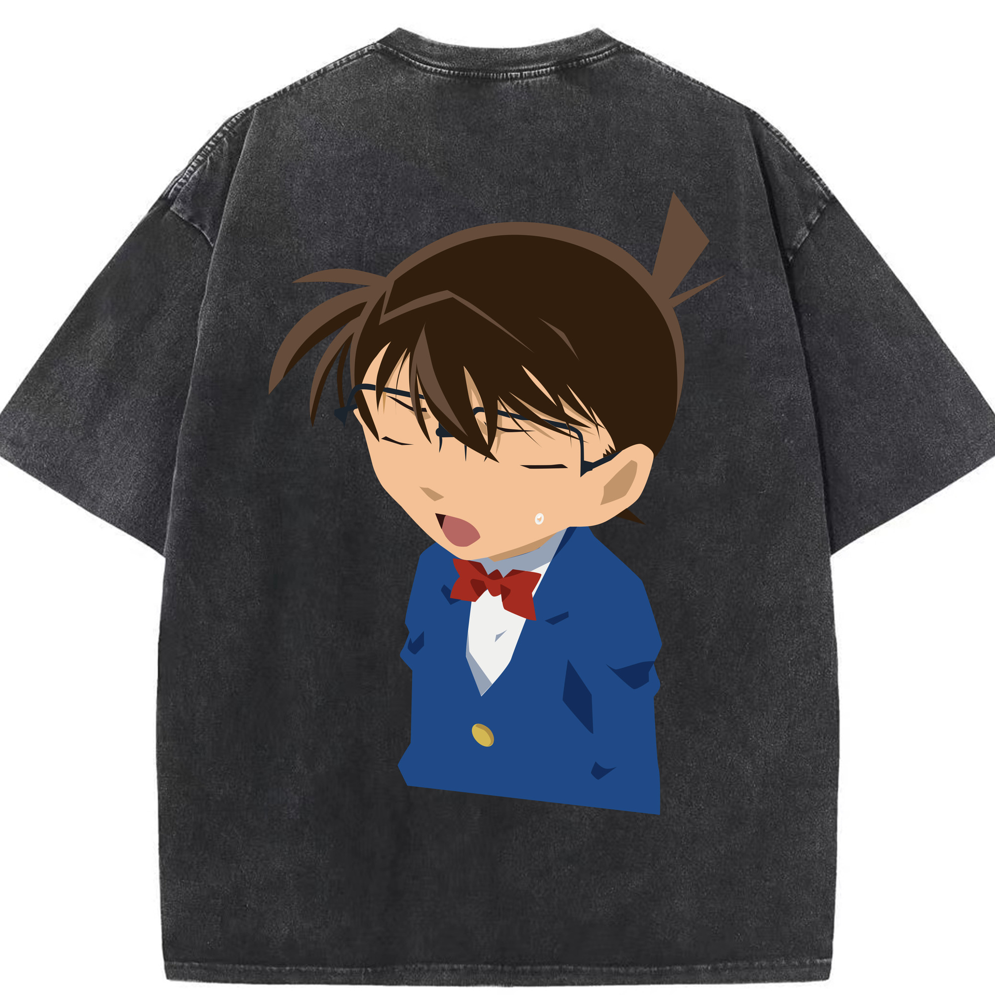 （画像用） 名探偵コナン 江戸川 コナン Detective Conan Conan Edogawa 綿100% ヴィンテージ風 半袖Tシャツ（背面プリント）