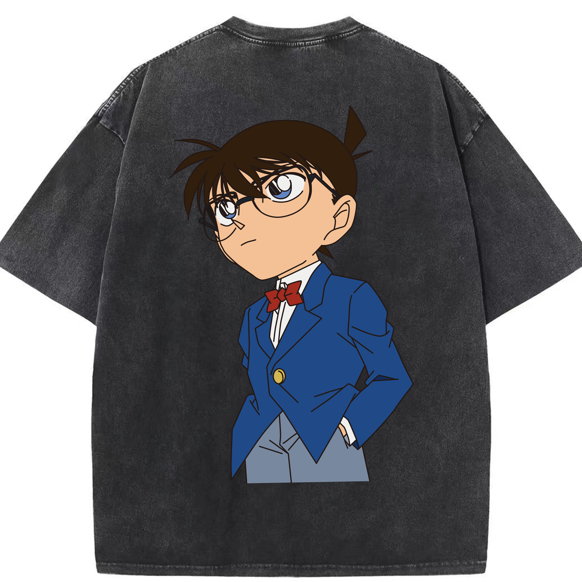 （画像用） 名探偵コナン 江戸川 コナン Detective Conan Conan Edogawa 綿100% ヴィンテージ風 半袖Tシャツ（背面プリント）