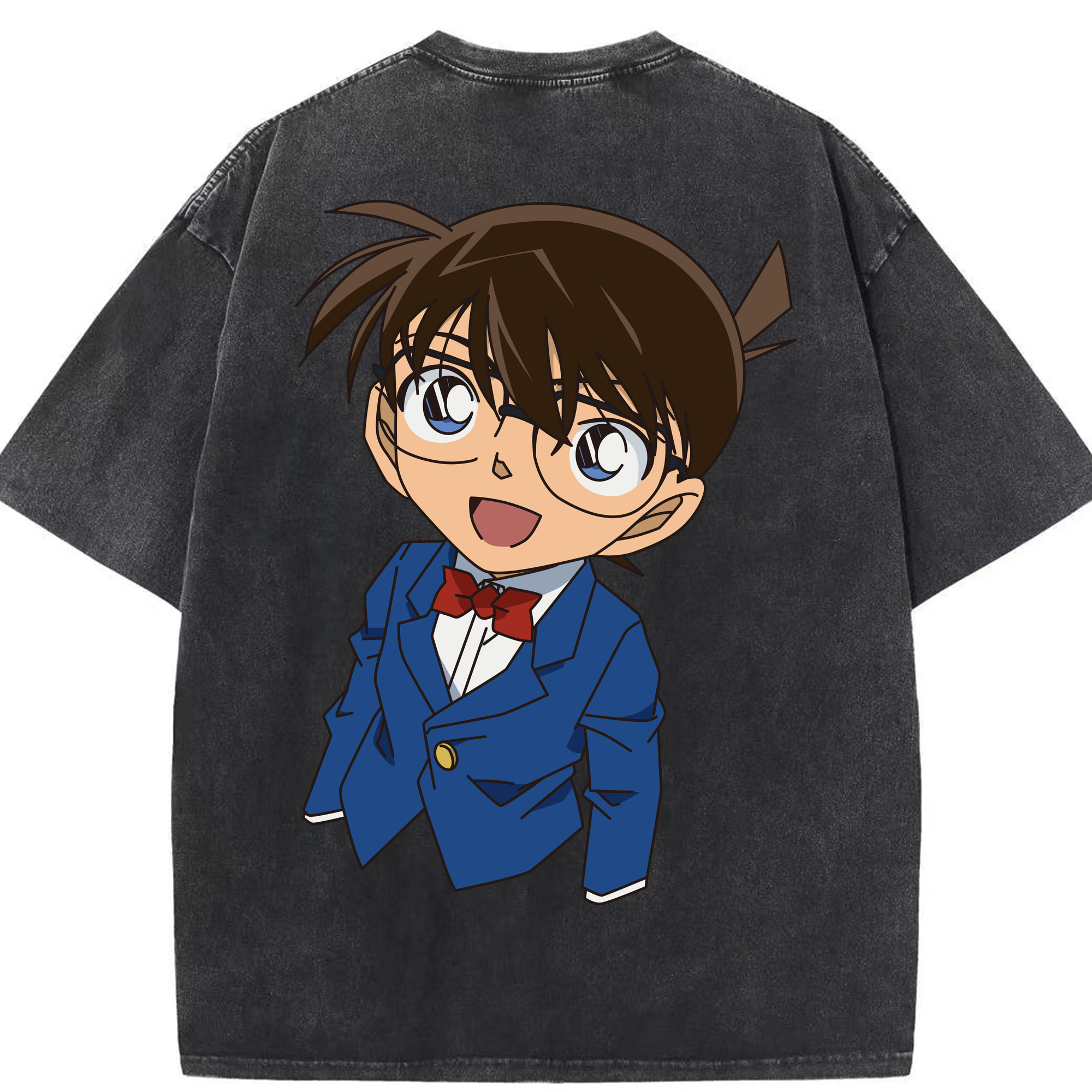 （画像用） 名探偵コナン 江戸川 コナン Detective Conan Conan Edogawa 綿100% ヴィンテージ風 半袖Tシャツ（背面プリント）