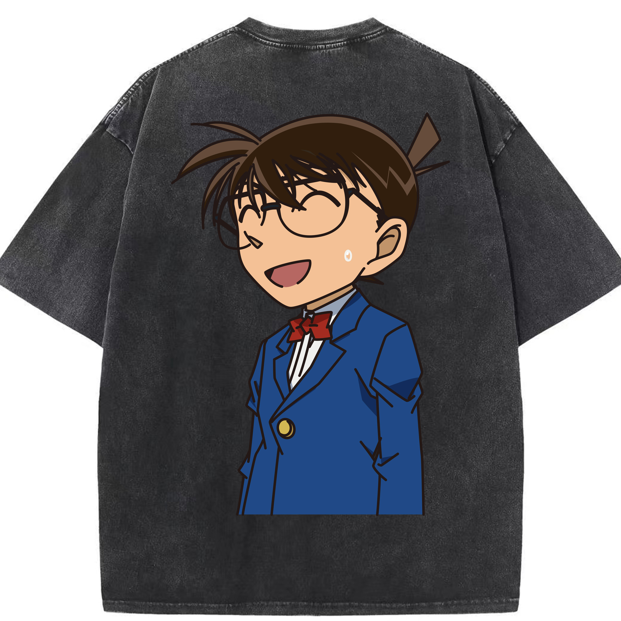 （画像用） 名探偵コナン 江戸川 コナン Detective Conan Conan Edogawa 綿100% ヴィンテージ風 半袖Tシャツ（背面プリント）