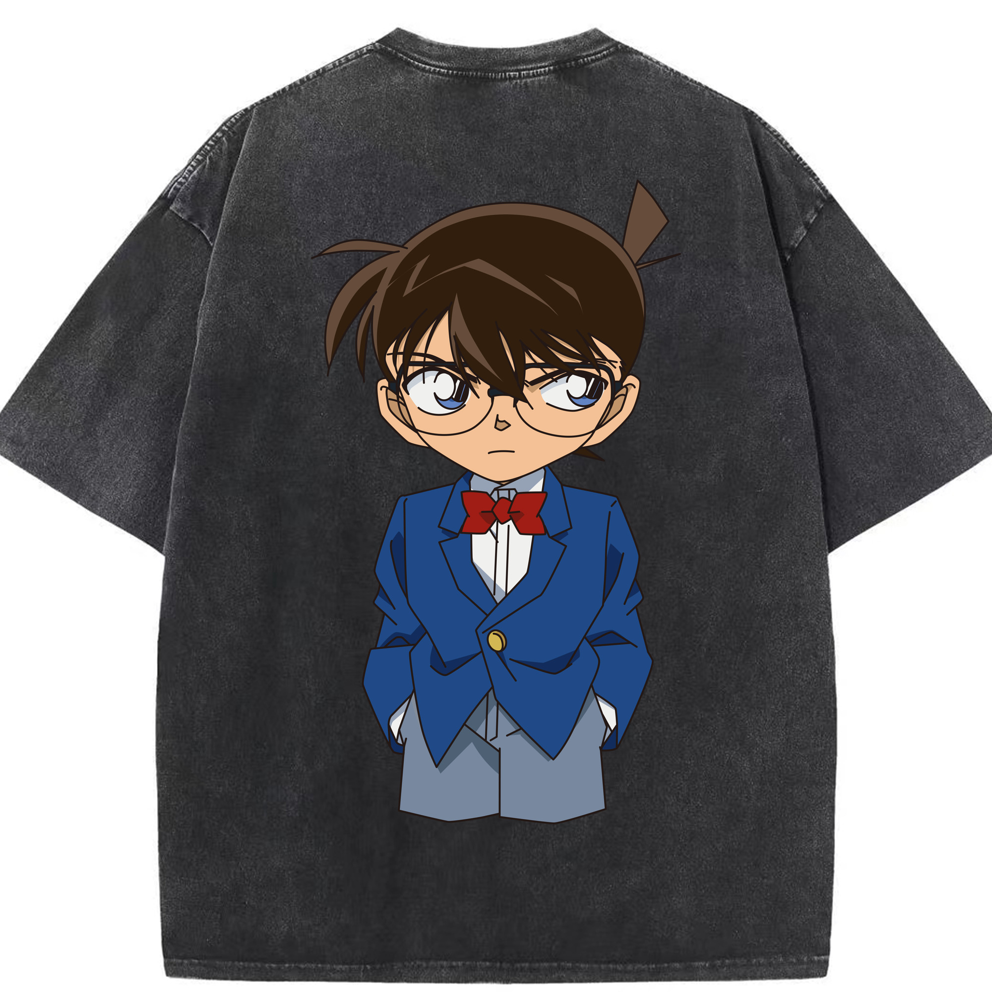 （画像用） 名探偵コナン 江戸川 コナン Detective Conan Conan Edogawa 綿100% ヴィンテージ風 半袖Tシャツ（背面プリント）