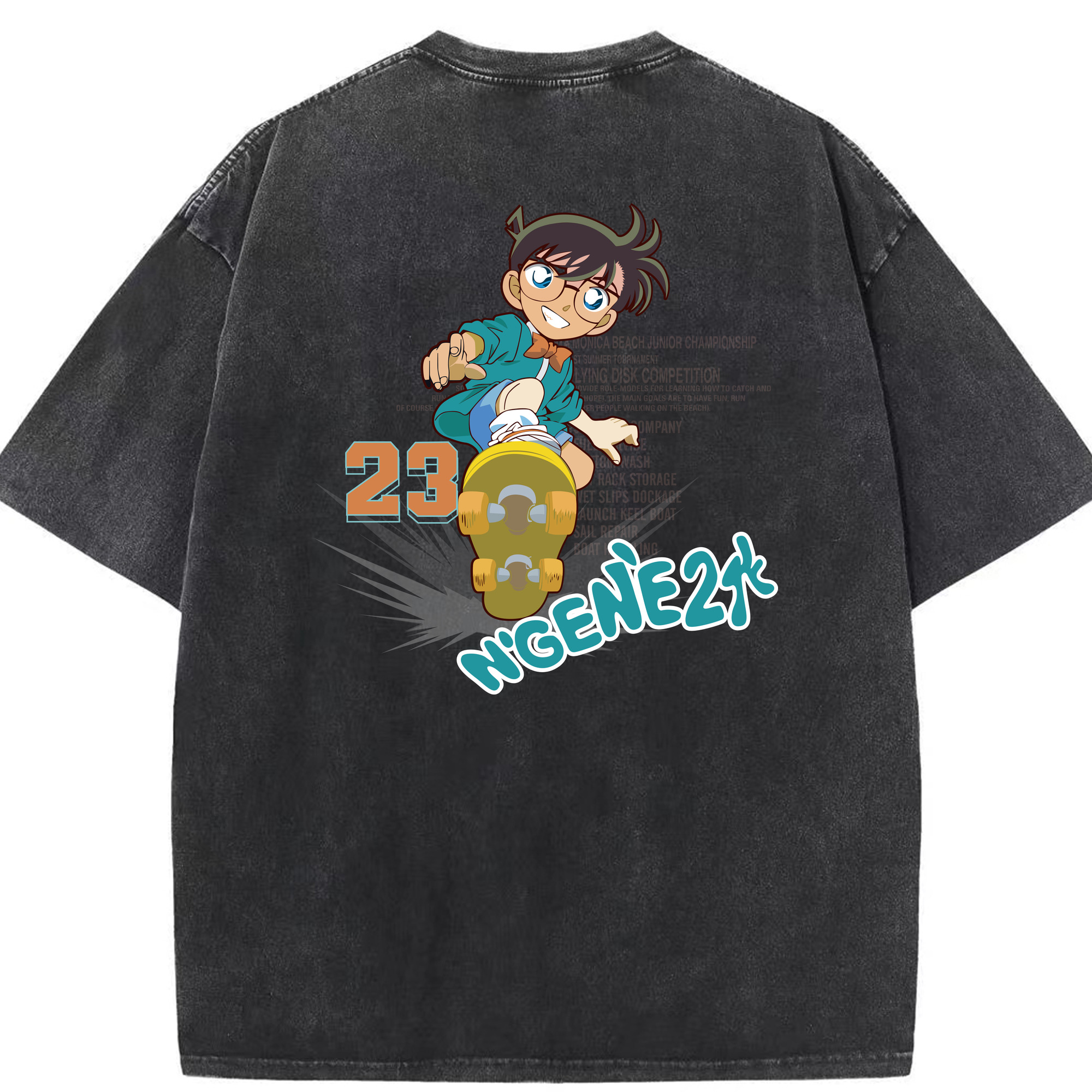（画像用） 名探偵コナン 江戸川 コナン Detective Conan Conan Edogawa 綿100% ヴィンテージ風 半袖Tシャツ（背面プリント）