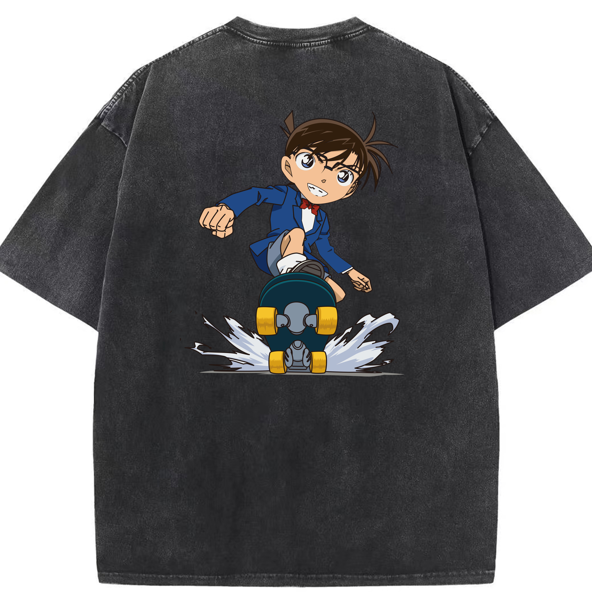 （画像用） 名探偵コナン 江戸川 コナン Detective Conan Conan Edogawa 綿100% ヴィンテージ風 半袖Tシャツ（背面プリント）