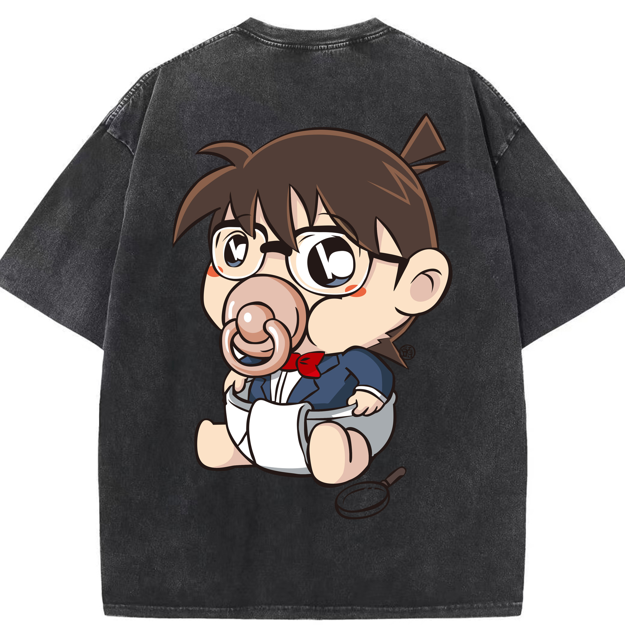 （画像用） 名探偵コナン 江戸川 コナン Detective Conan Conan Edogawa 綿100% ヴィンテージ風 半袖Tシャツ（背面プリント）