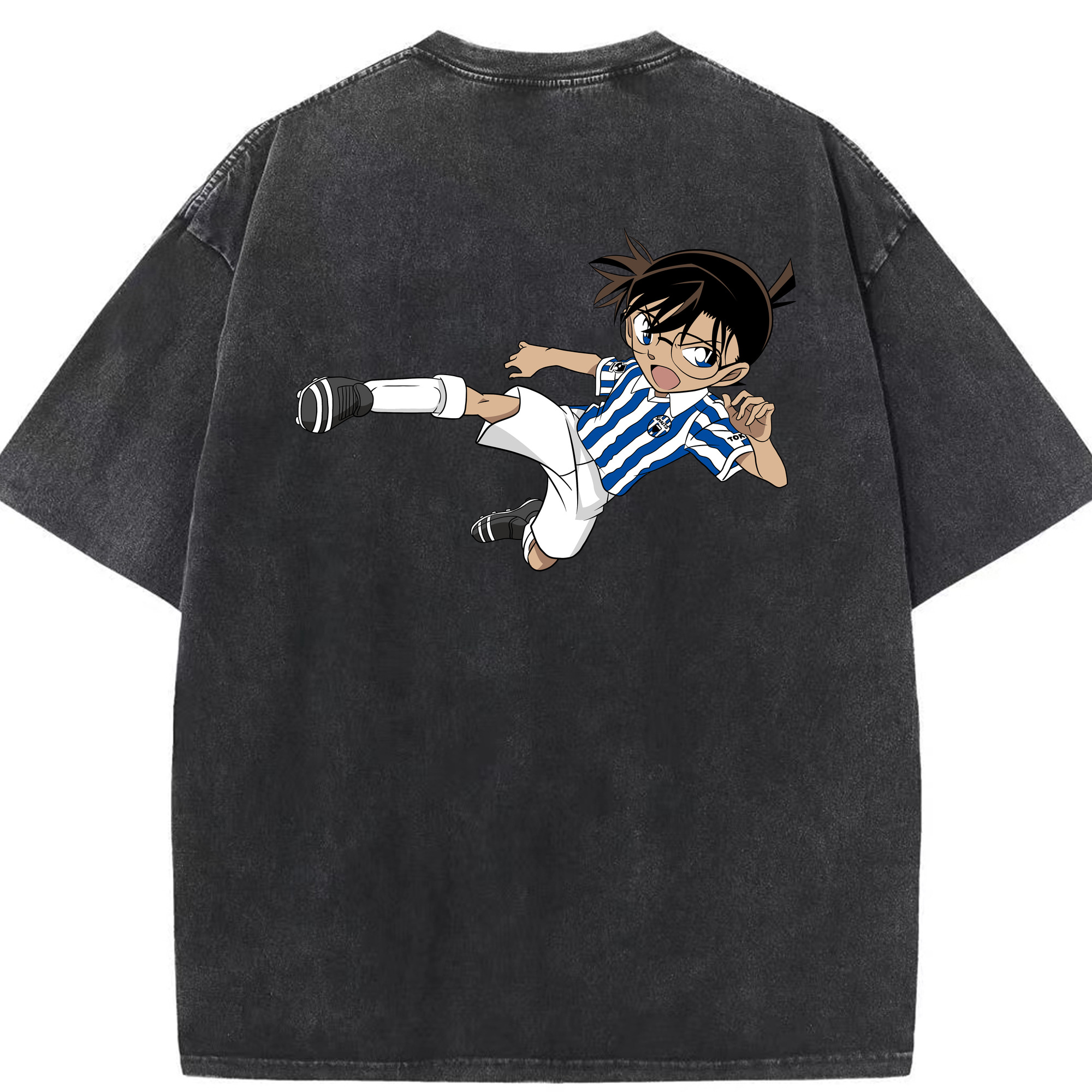 （画像用） 名探偵コナン 江戸川 コナン Detective Conan Conan Edogawa 綿100% ヴィンテージ風 半袖Tシャツ（背面プリント）