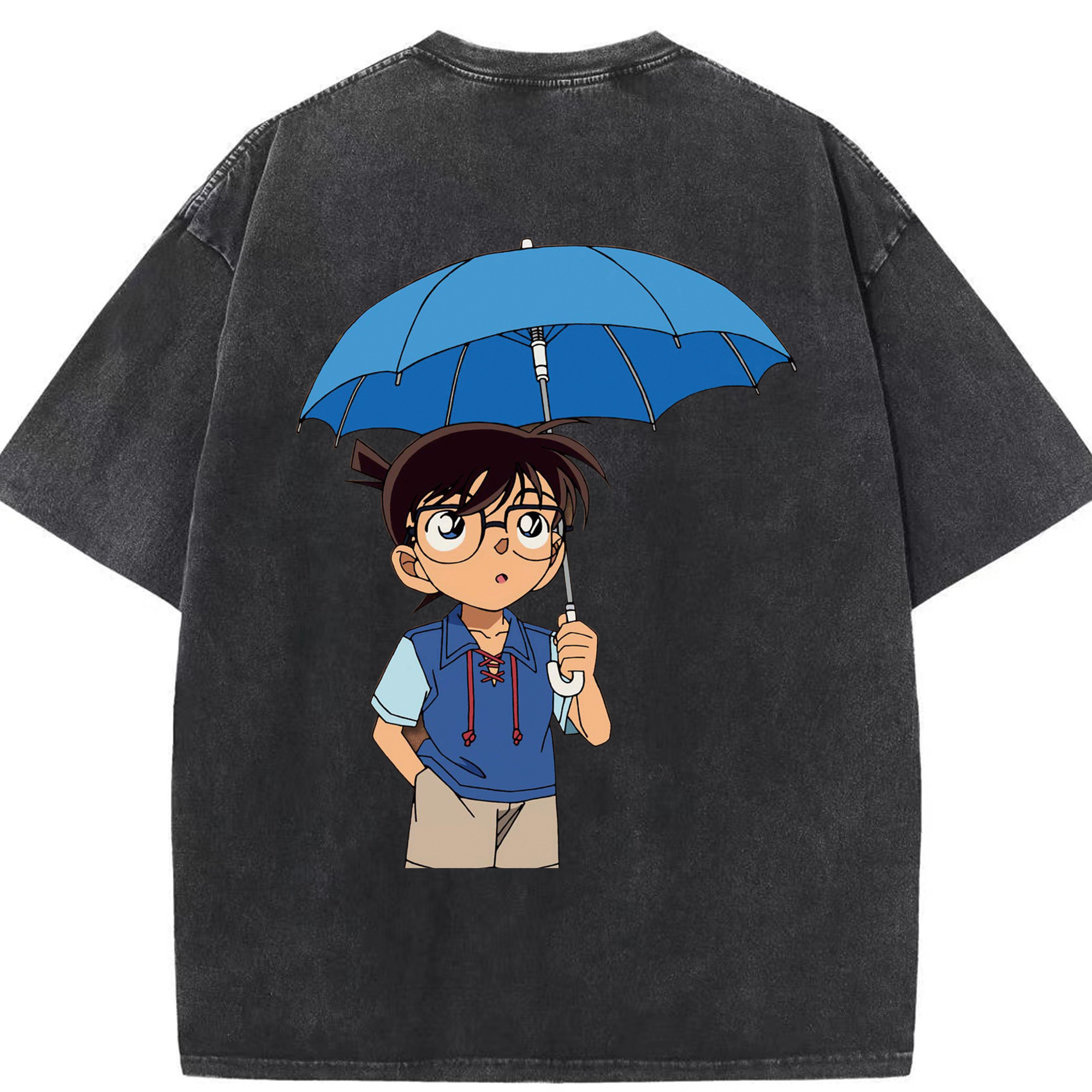 （画像用） 名探偵コナン 江戸川 コナン Detective Conan Conan Edogawa 綿100% ヴィンテージ風 半袖Tシャツ（背面プリント）