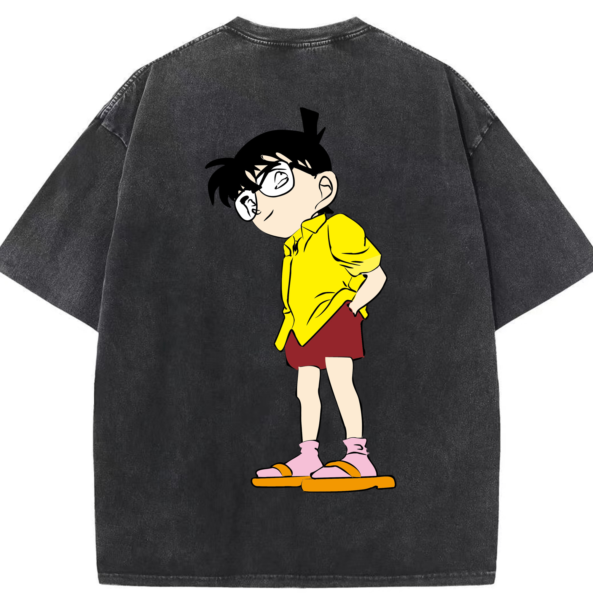 （画像用） 名探偵コナン 江戸川 コナン Detective Conan Conan Edogawa 綿100% ヴィンテージ風 半袖Tシャツ（背面プリント）