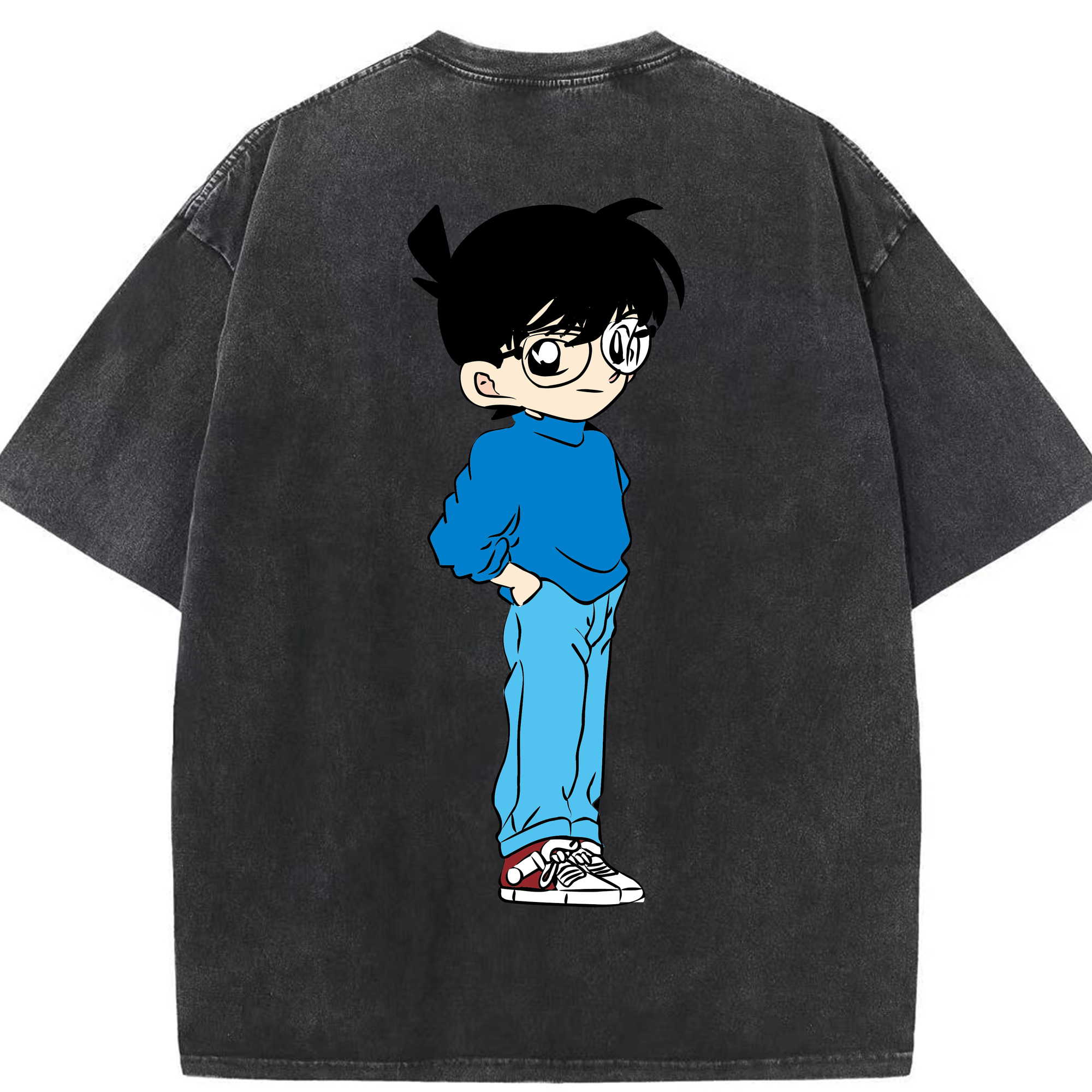 （画像用） 名探偵コナン 江戸川 コナン Detective Conan Conan Edogawa 綿100% ヴィンテージ風 半袖Tシャツ（背面プリント）