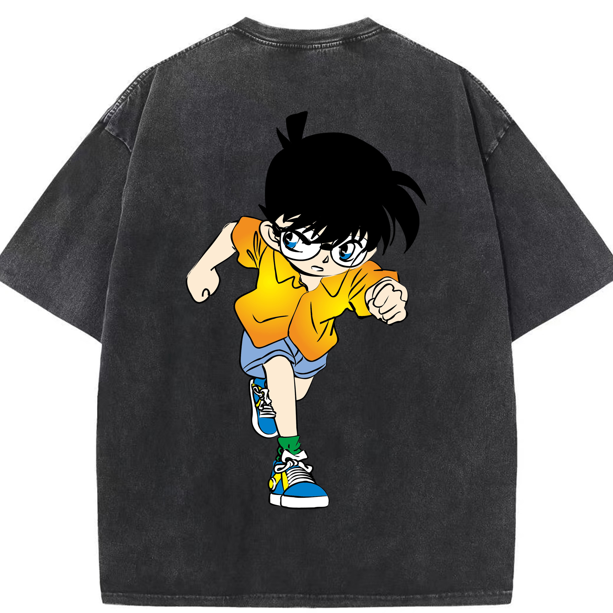 （画像用） 名探偵コナン 江戸川 コナン Detective Conan Conan Edogawa 綿100% ヴィンテージ風 半袖Tシャツ（背面プリント）