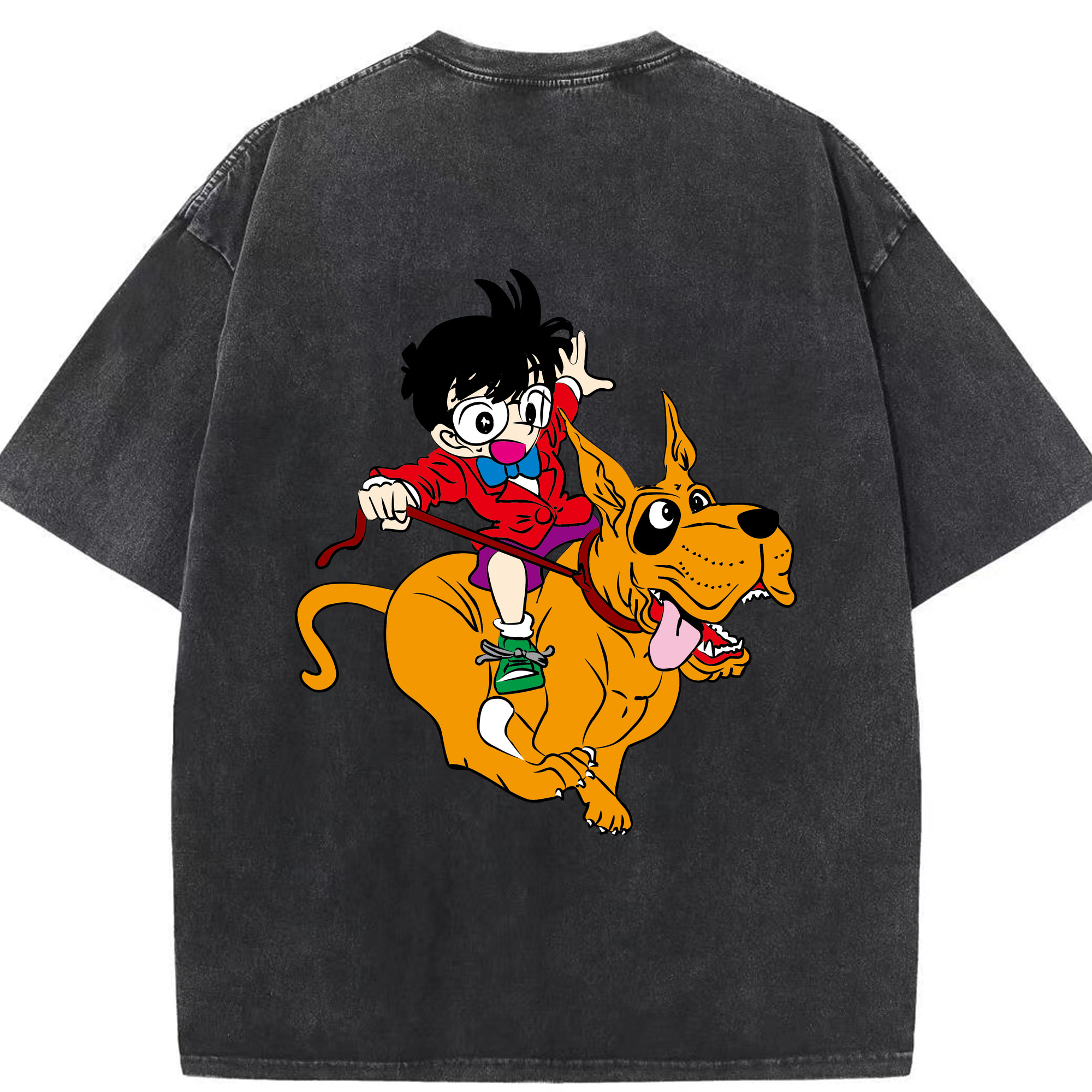 （画像用） 名探偵コナン 江戸川 コナン Detective Conan Conan Edogawa 綿100% ヴィンテージ風 半袖Tシャツ（背面プリント）