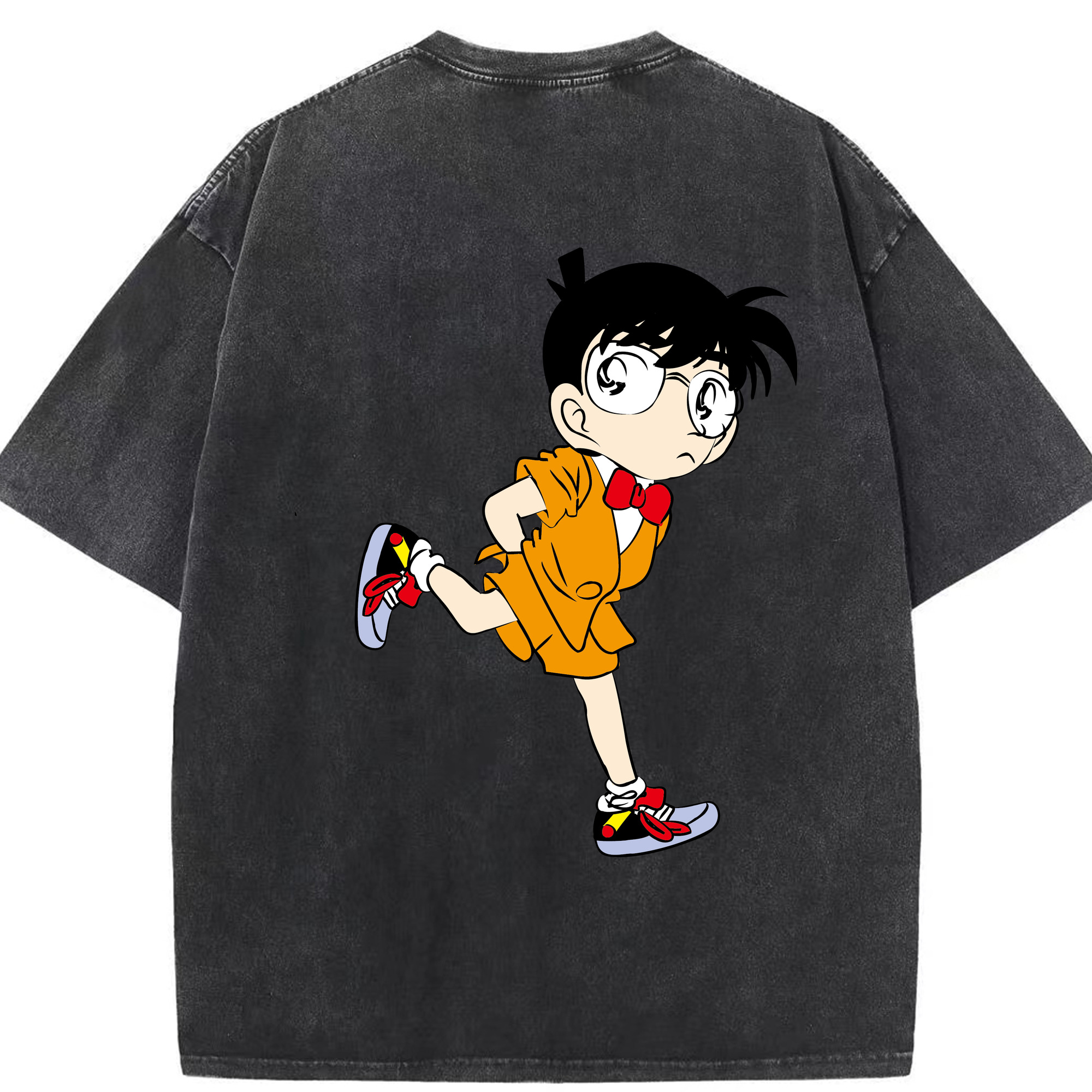 （画像用） 名探偵コナン 江戸川 コナン Detective Conan Conan Edogawa 綿100% ヴィンテージ風 半袖Tシャツ（背面プリント）