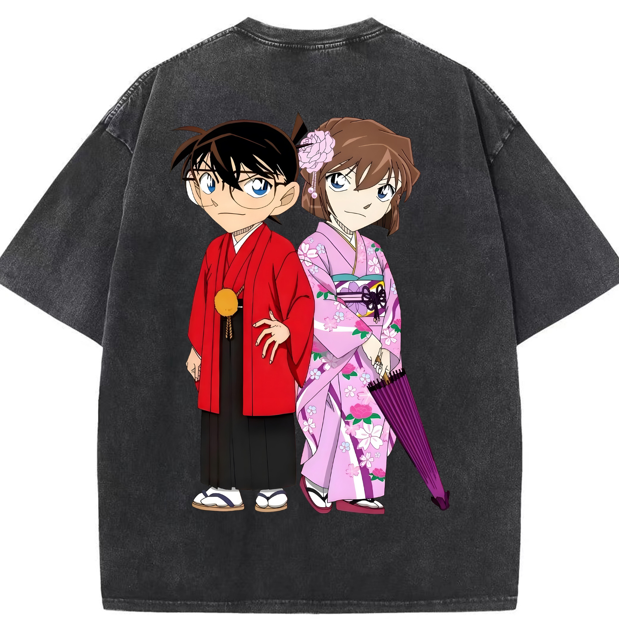 （画像用） 名探偵コナン 江戸川 コナン Detective Conan Conan Edogawa 綿100% ヴィンテージ風 半袖Tシャツ（背面プリント）