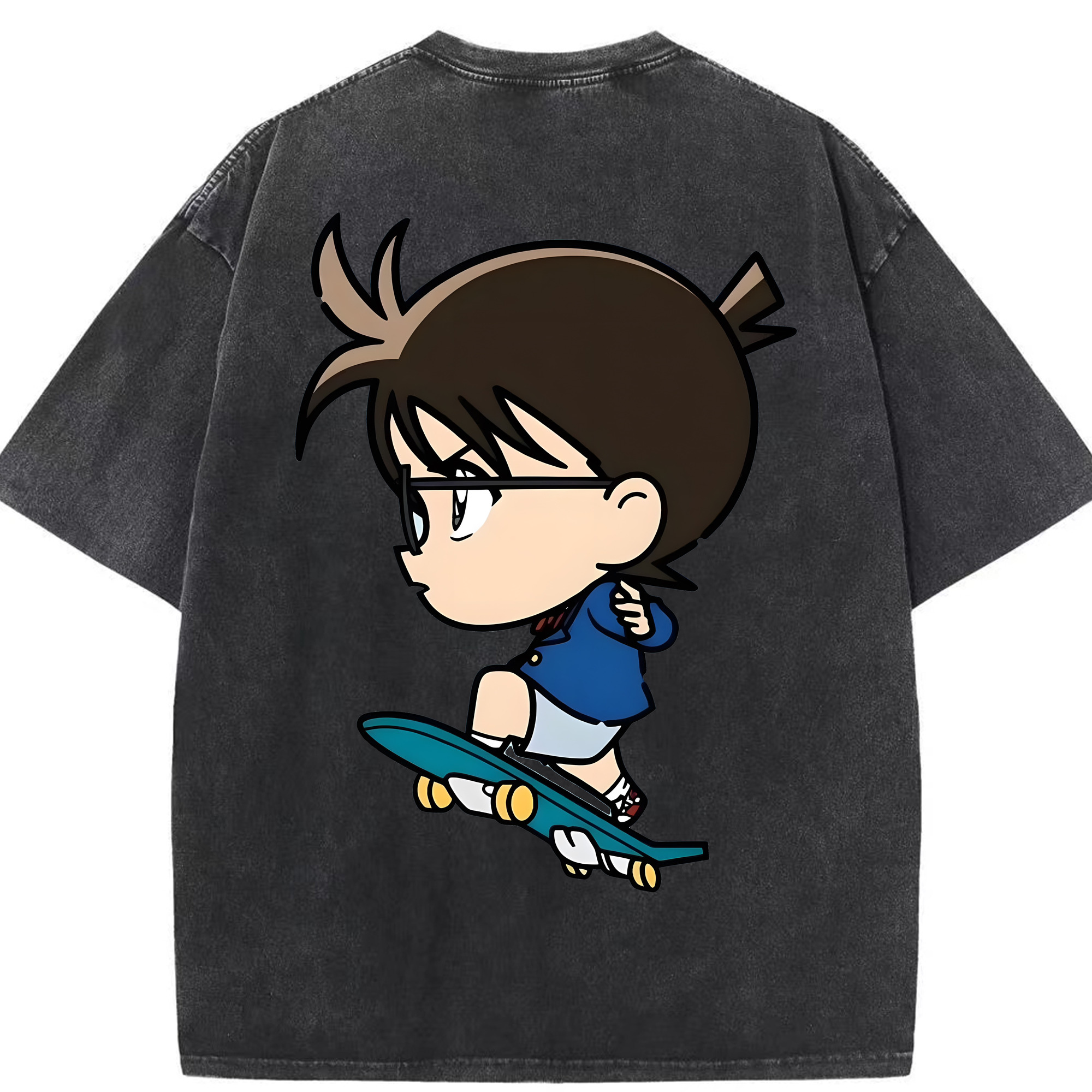 （画像用） 名探偵コナン 江戸川 コナン Detective Conan Conan Edogawa 綿100% ヴィンテージ風 半袖Tシャツ（背面プリント）