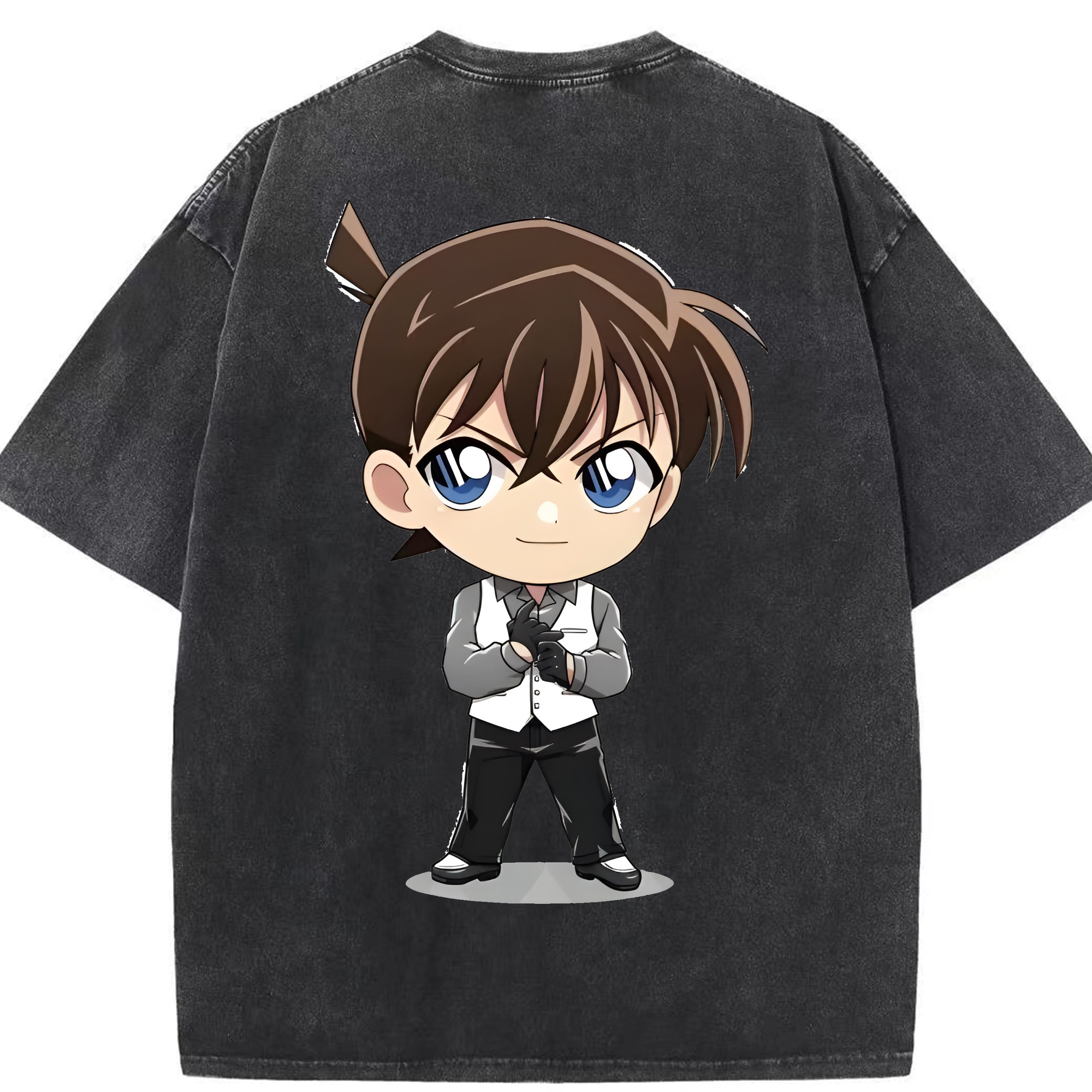 （画像用） 名探偵コナン 江戸川 コナン Detective Conan Conan Edogawa 綿100% ヴィンテージ風 半袖Tシャツ（背面プリント）
