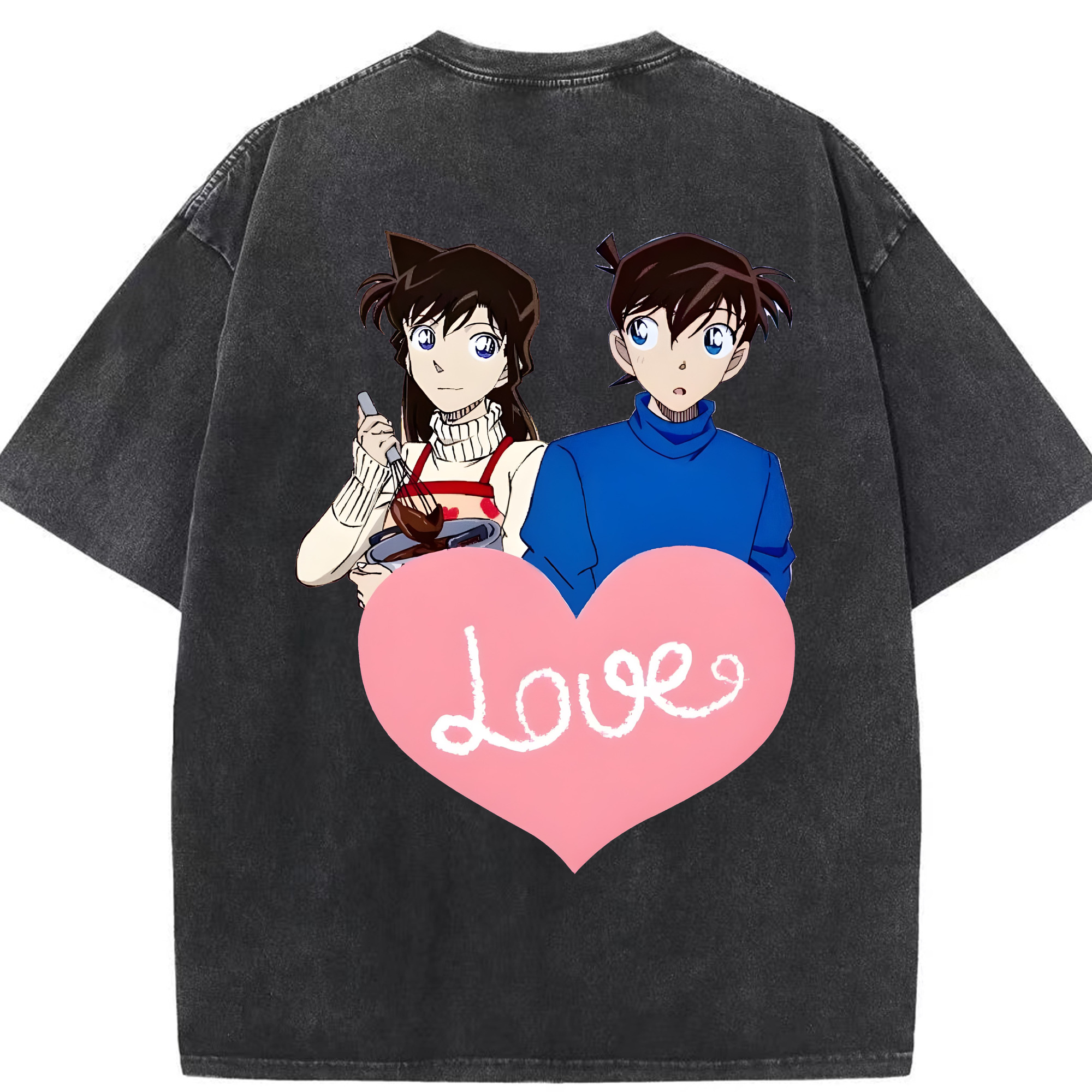 （画像用） 名探偵コナン 毛利 蘭 もうり らん、モーリ ラン Detective Conan Rachel Moore 綿100% ヴィンテージ風 半袖Tシャツ（背面プリント）