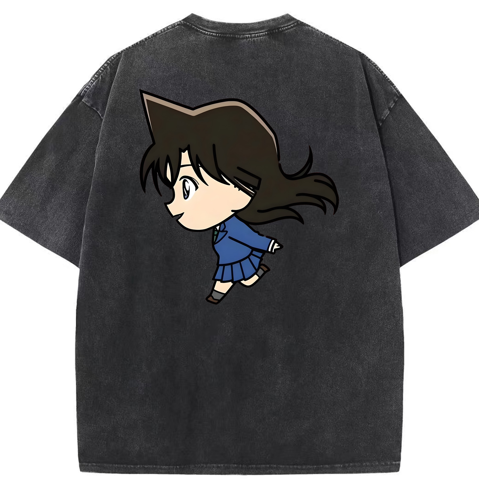 （画像用） 名探偵コナン 毛利 蘭 もうり らん、モーリ ラン Detective Conan Rachel Moore 綿100% ヴィンテージ風 半袖Tシャツ（背面プリント）