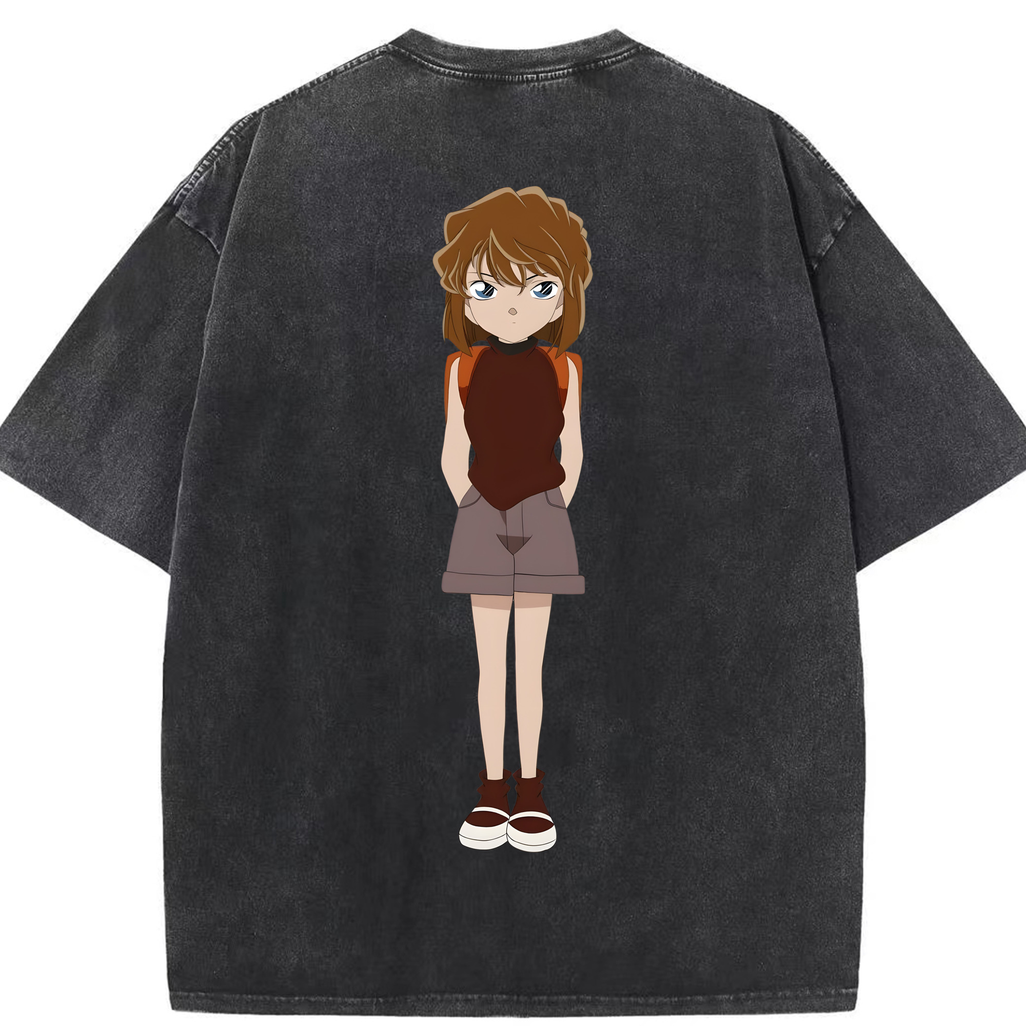 （画像用） 名探偵コナン 灰原 哀 はいばら あい Detective Conan Anita Hailey、Vi Graythorn Haibara Ai 綿100% ヴィンテージ風 半袖Tシャツ（背面プリント）