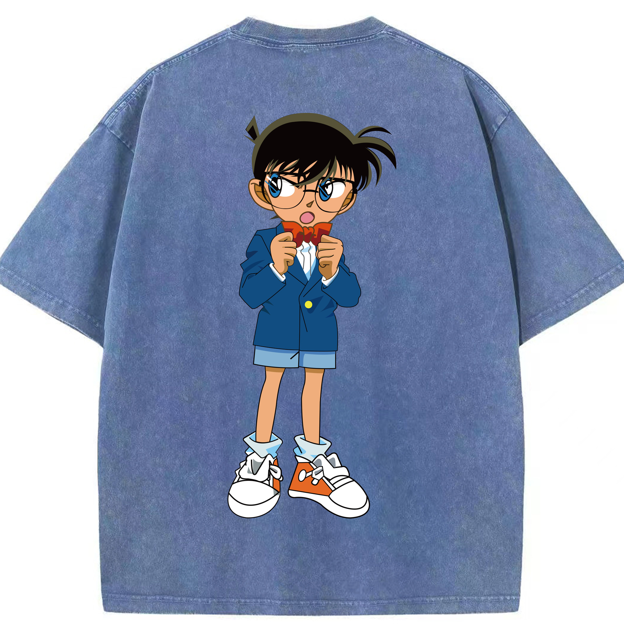（画像用） 名探偵コナン 江戸川 コナン Detective Conan Conan Edogawa 綿100% ヴィンテージ風 半袖Tシャツ（背面プリント）