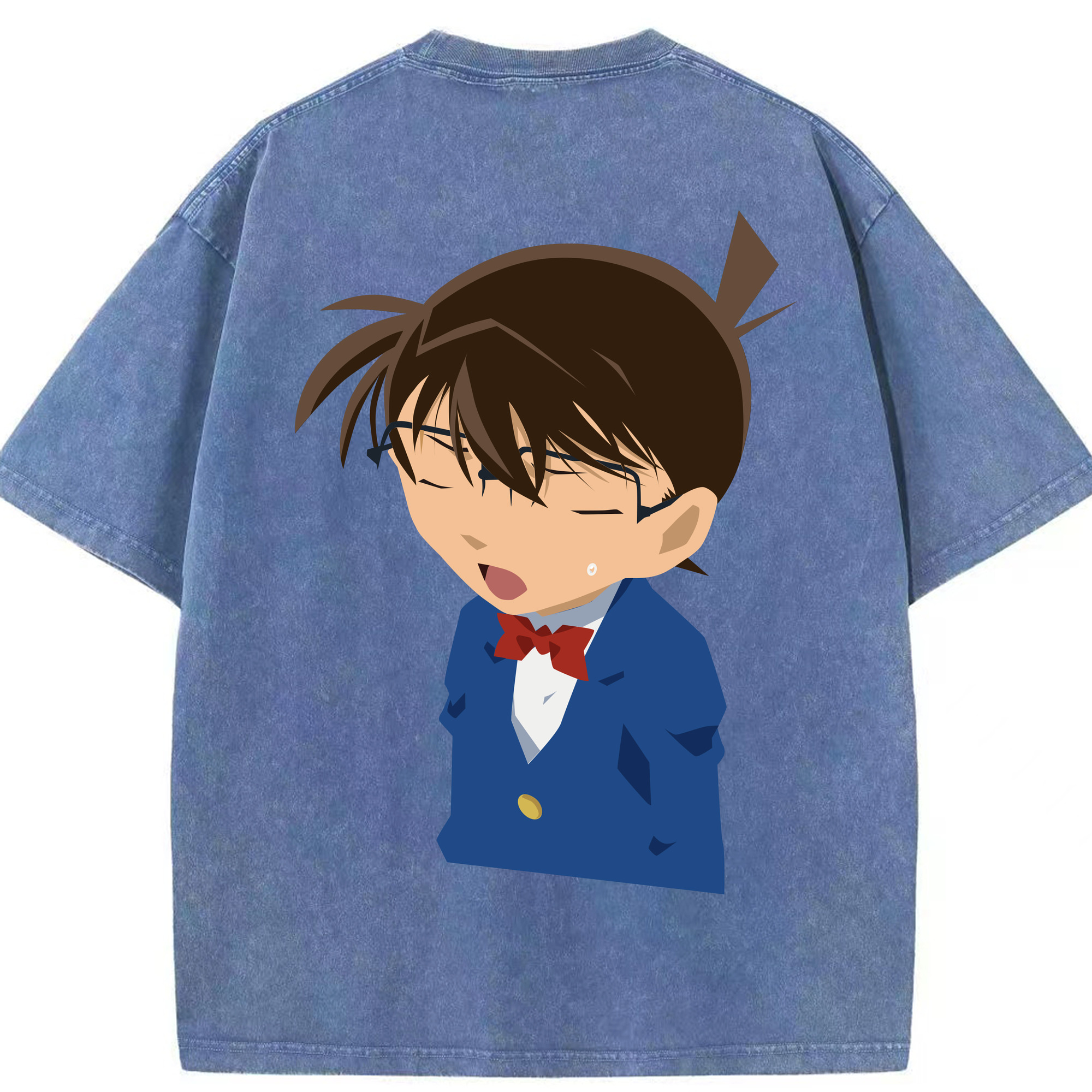 （画像用） 名探偵コナン 江戸川 コナン Detective Conan Conan Edogawa 綿100% ヴィンテージ風 半袖Tシャツ（背面プリント）