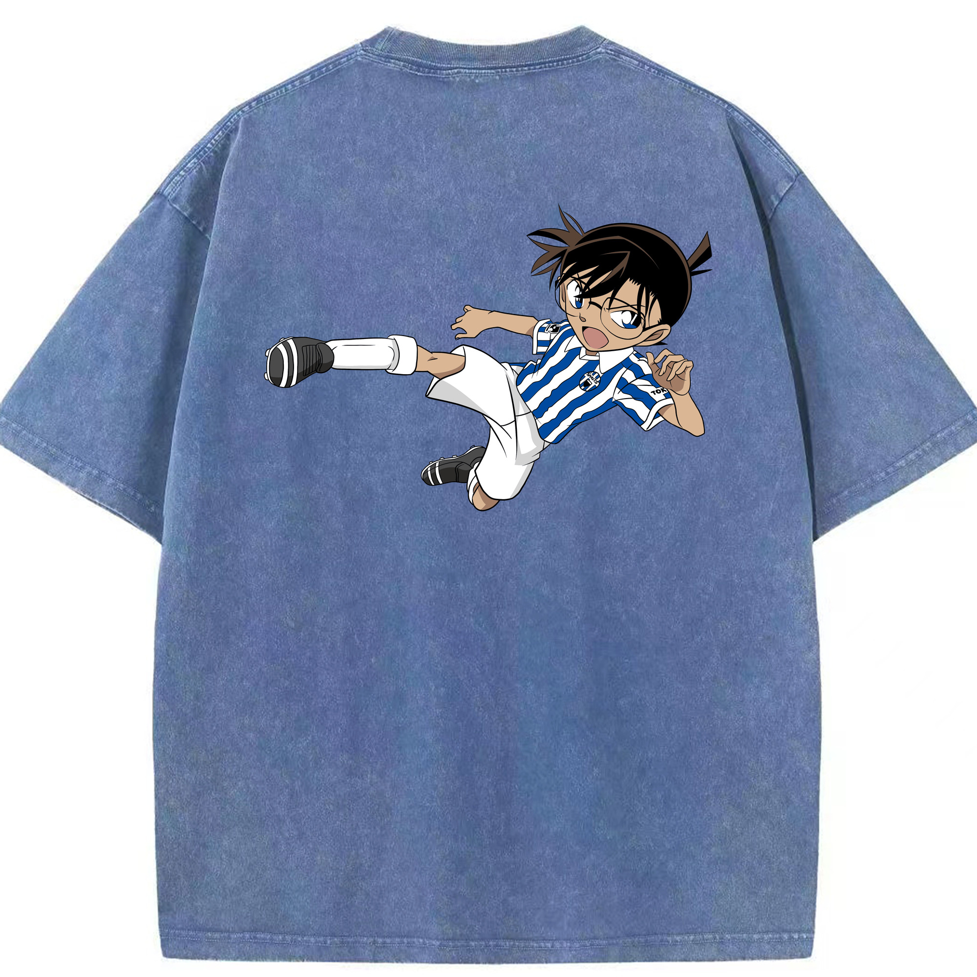（画像用） 名探偵コナン 江戸川 コナン Detective Conan Conan Edogawa 綿100% ヴィンテージ風 半袖Tシャツ（背面プリント）