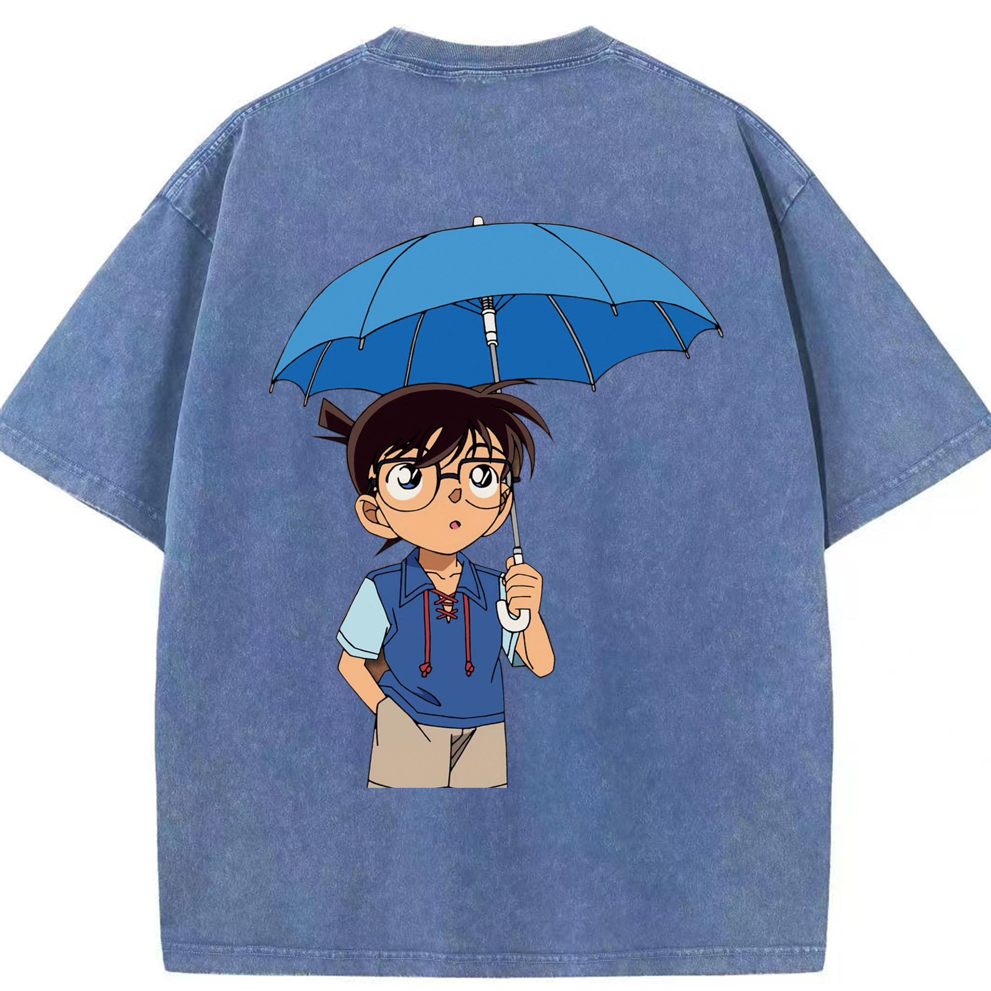（画像用） 名探偵コナン 江戸川 コナン Detective Conan Conan Edogawa 綿100% ヴィンテージ風 半袖Tシャツ（背面プリント）
