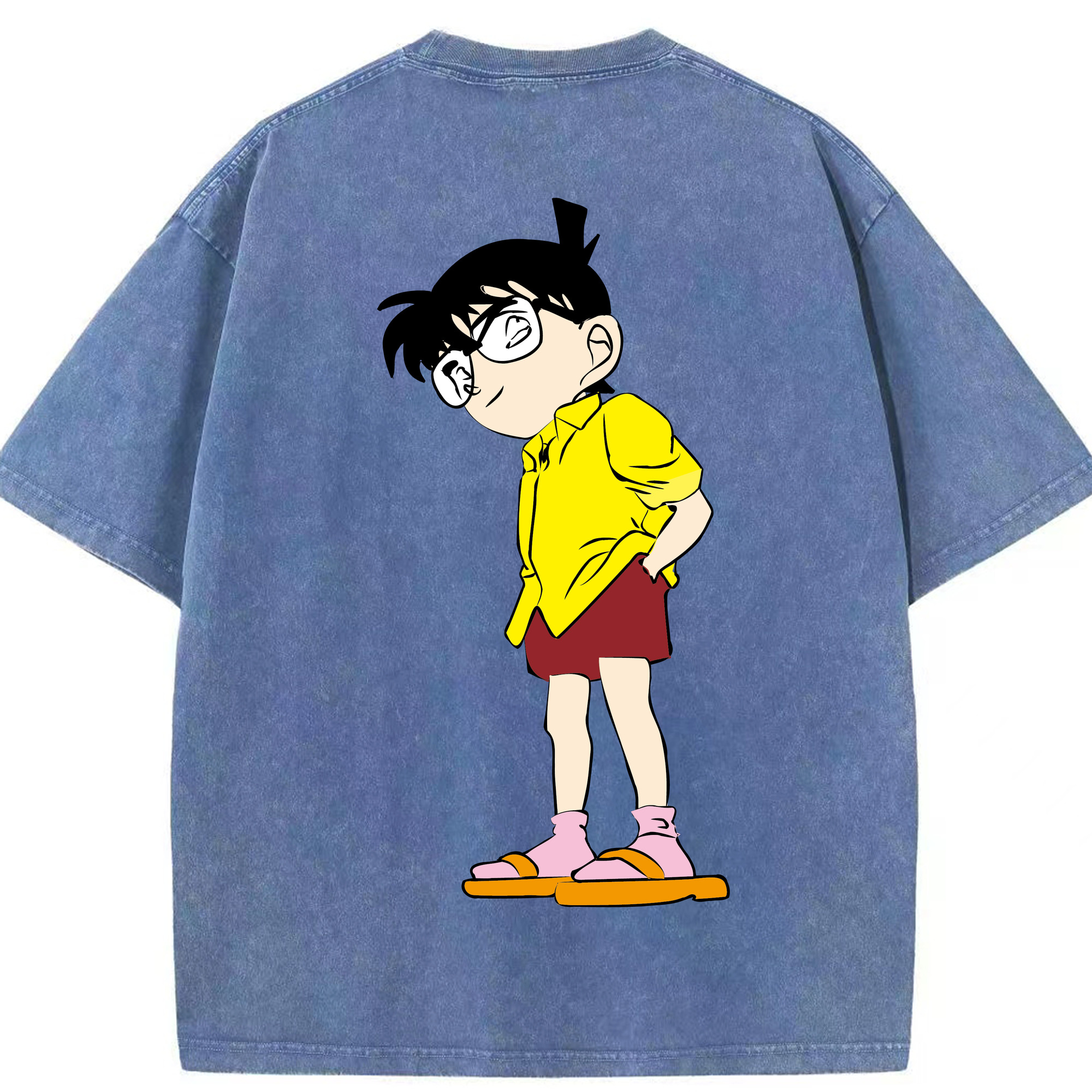 （画像用） 名探偵コナン 江戸川 コナン Detective Conan Conan Edogawa 綿100% ヴィンテージ風 半袖Tシャツ（背面プリント）