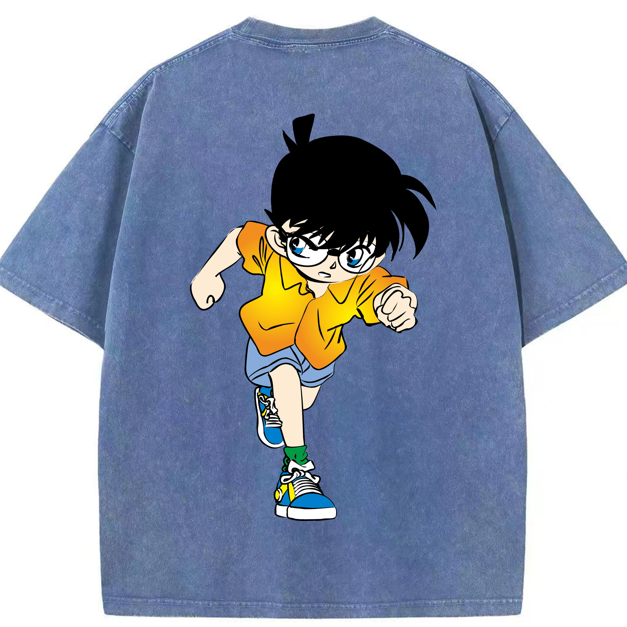（画像用） 名探偵コナン 江戸川 コナン Detective Conan Conan Edogawa 綿100% ヴィンテージ風 半袖Tシャツ（背面プリント）