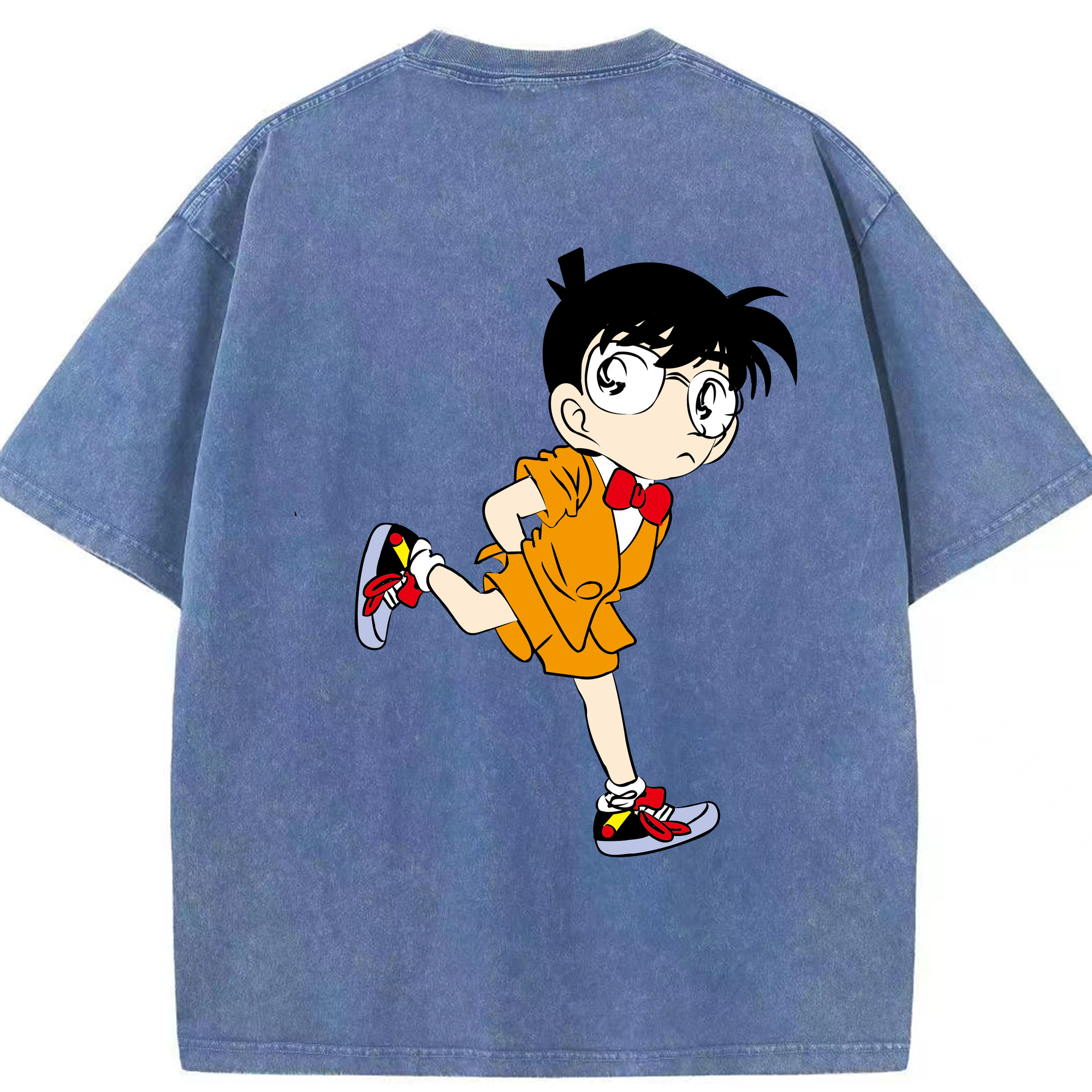 （画像用） 名探偵コナン 江戸川 コナン Detective Conan Conan Edogawa 綿100% ヴィンテージ風 半袖Tシャツ（背面プリント）
