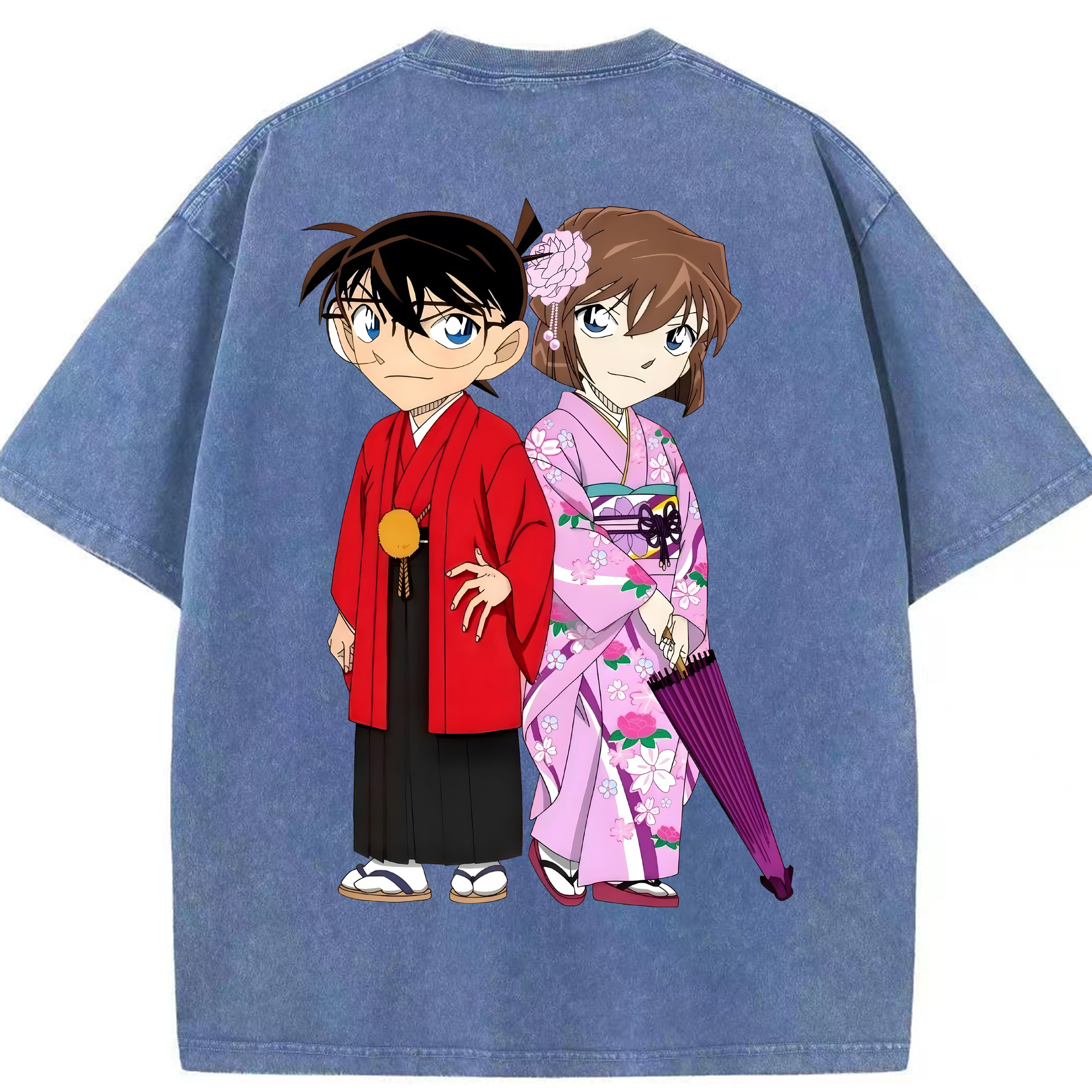 （画像用） 名探偵コナン 江戸川 コナン Detective Conan Conan Edogawa 綿100% ヴィンテージ風 半袖Tシャツ（背面プリント）