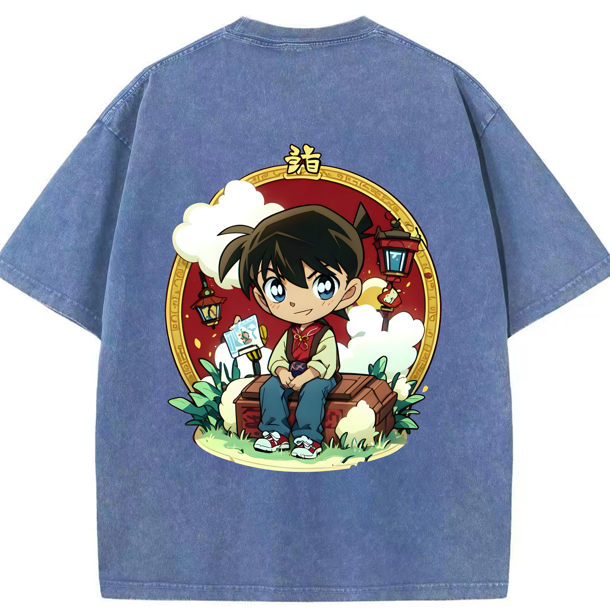 （画像用） 名探偵コナン 江戸川 コナン Detective Conan Conan Edogawa 綿100% ヴィンテージ風 半袖Tシャツ（背面プリント）