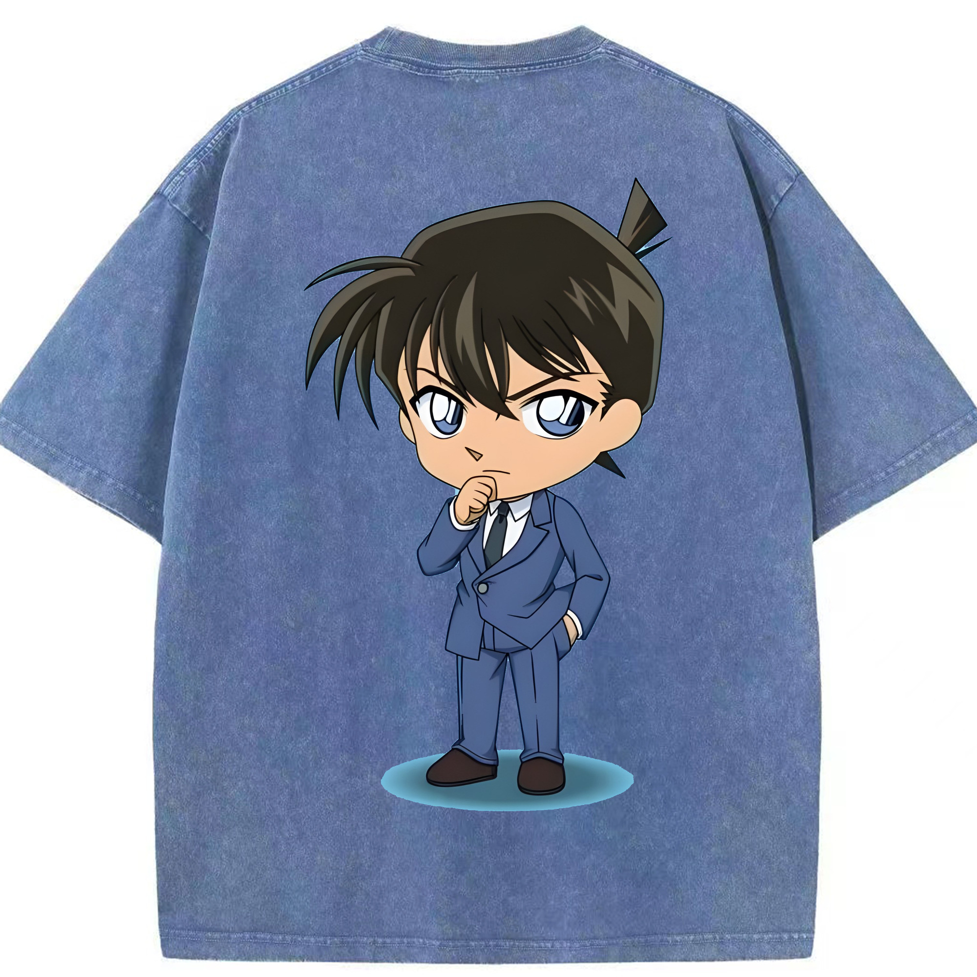 （画像用） 名探偵コナン 江戸川 コナン Detective Conan Conan Edogawa 綿100% ヴィンテージ風 半袖Tシャツ（背面プリント）